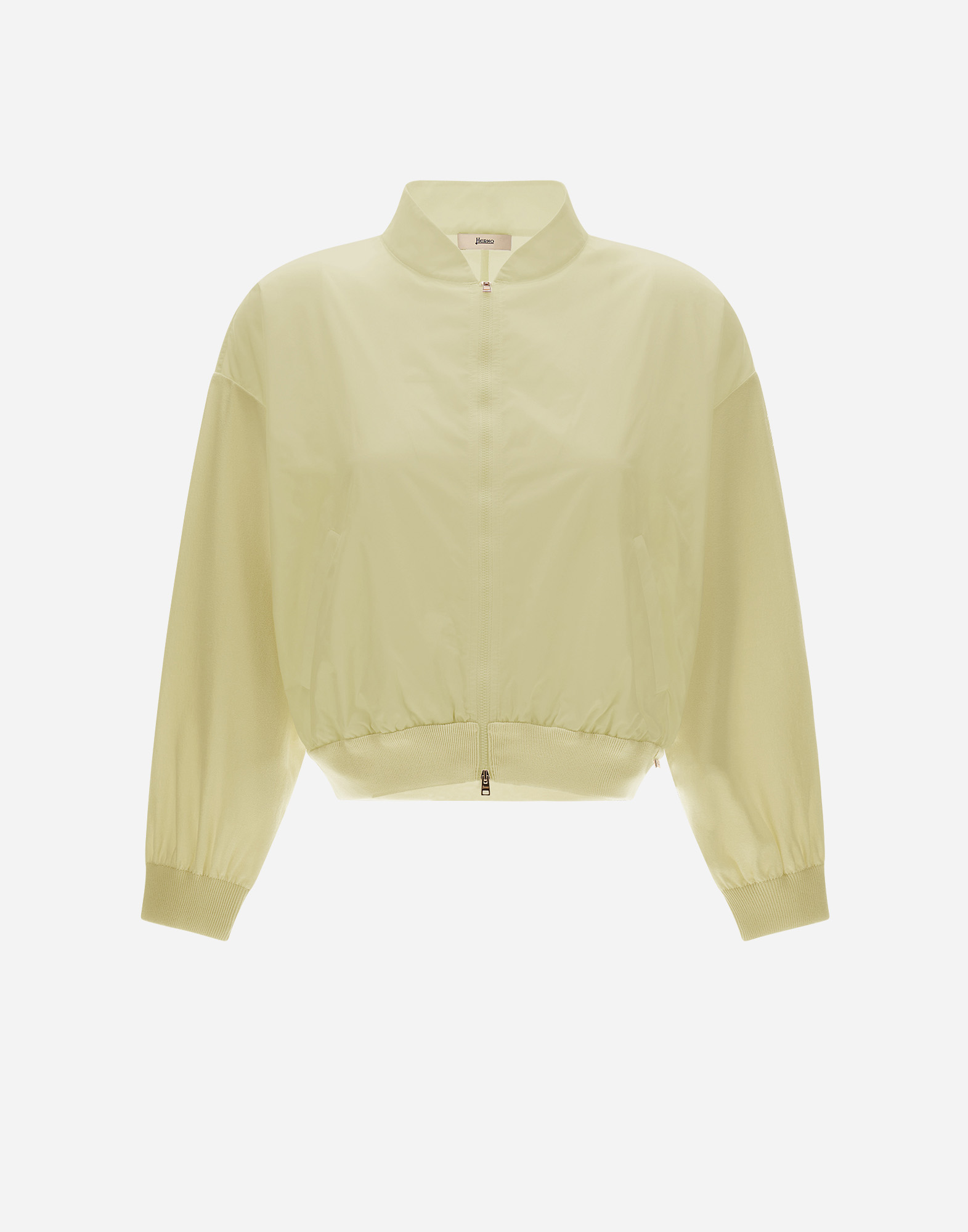 Herno Cardigan In Matt Viscose And New Techno Taffeta In Ivory