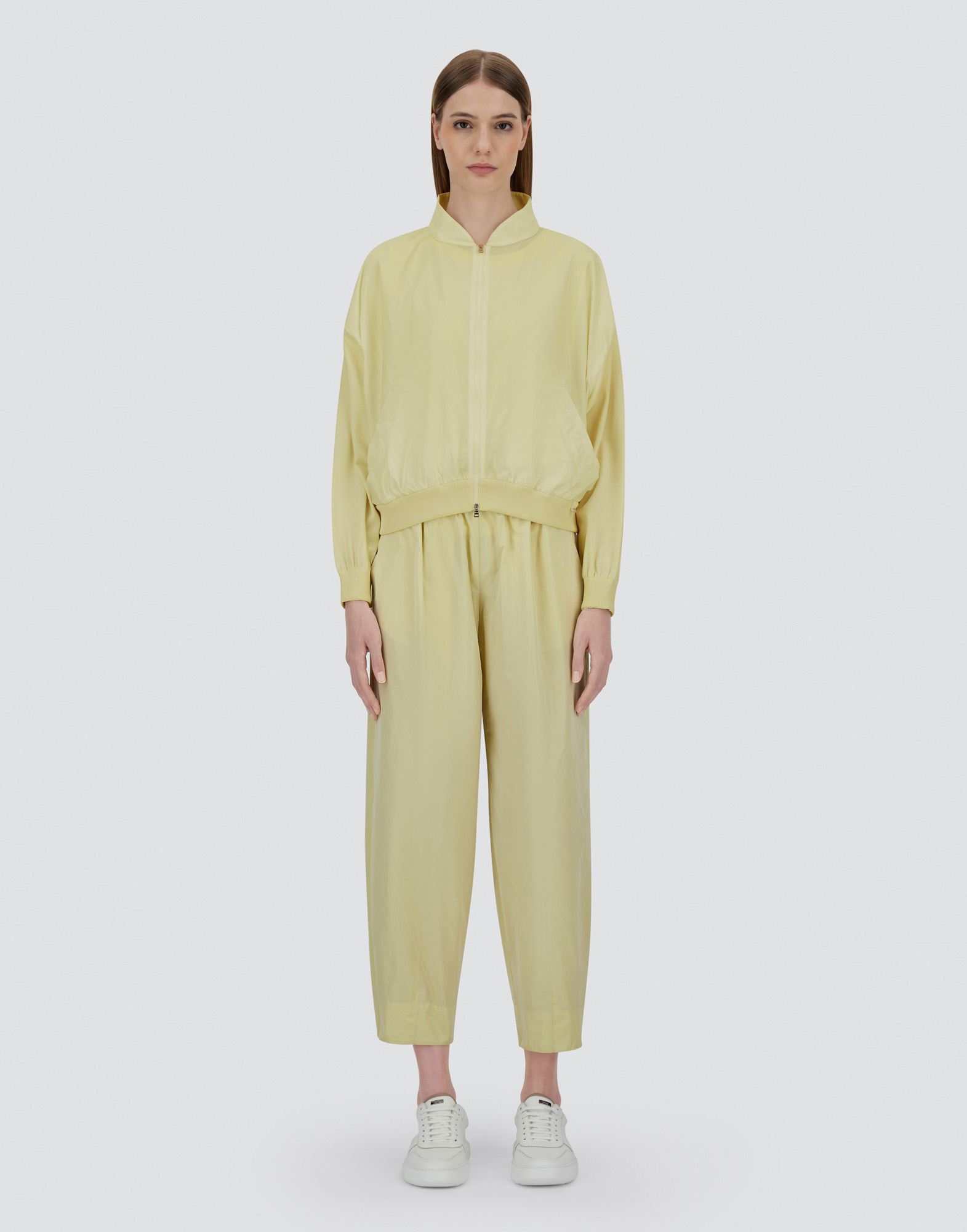 Herno Cardigan In Matt Viscose And New Techno Taffeta In Ivory