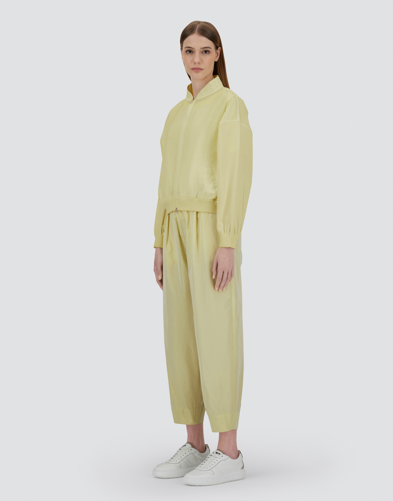 Herno Cardigan In Matt Viscose And New Techno Taffeta In Ivory