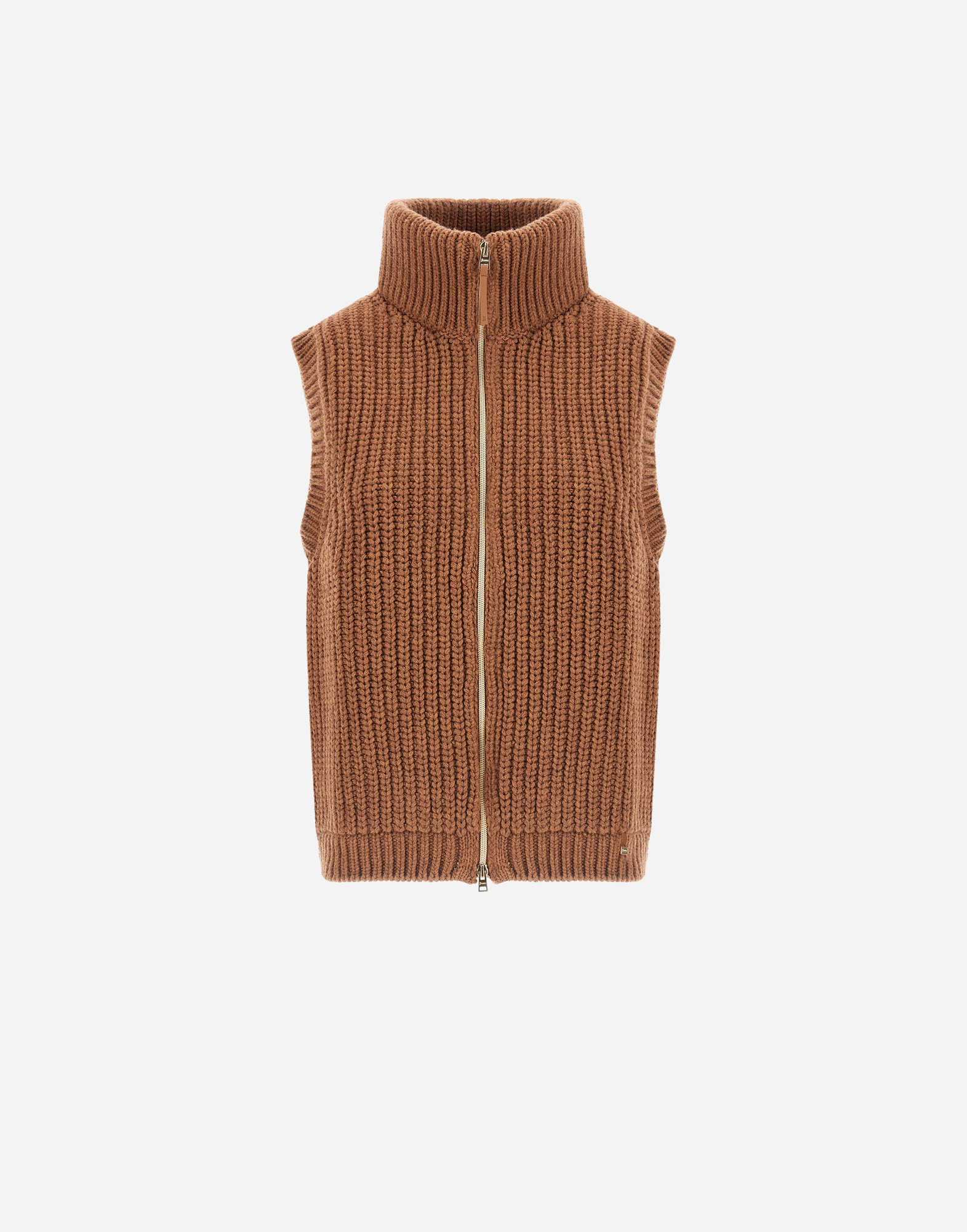 Herno Vest In Cob Stitch Wool In Brown