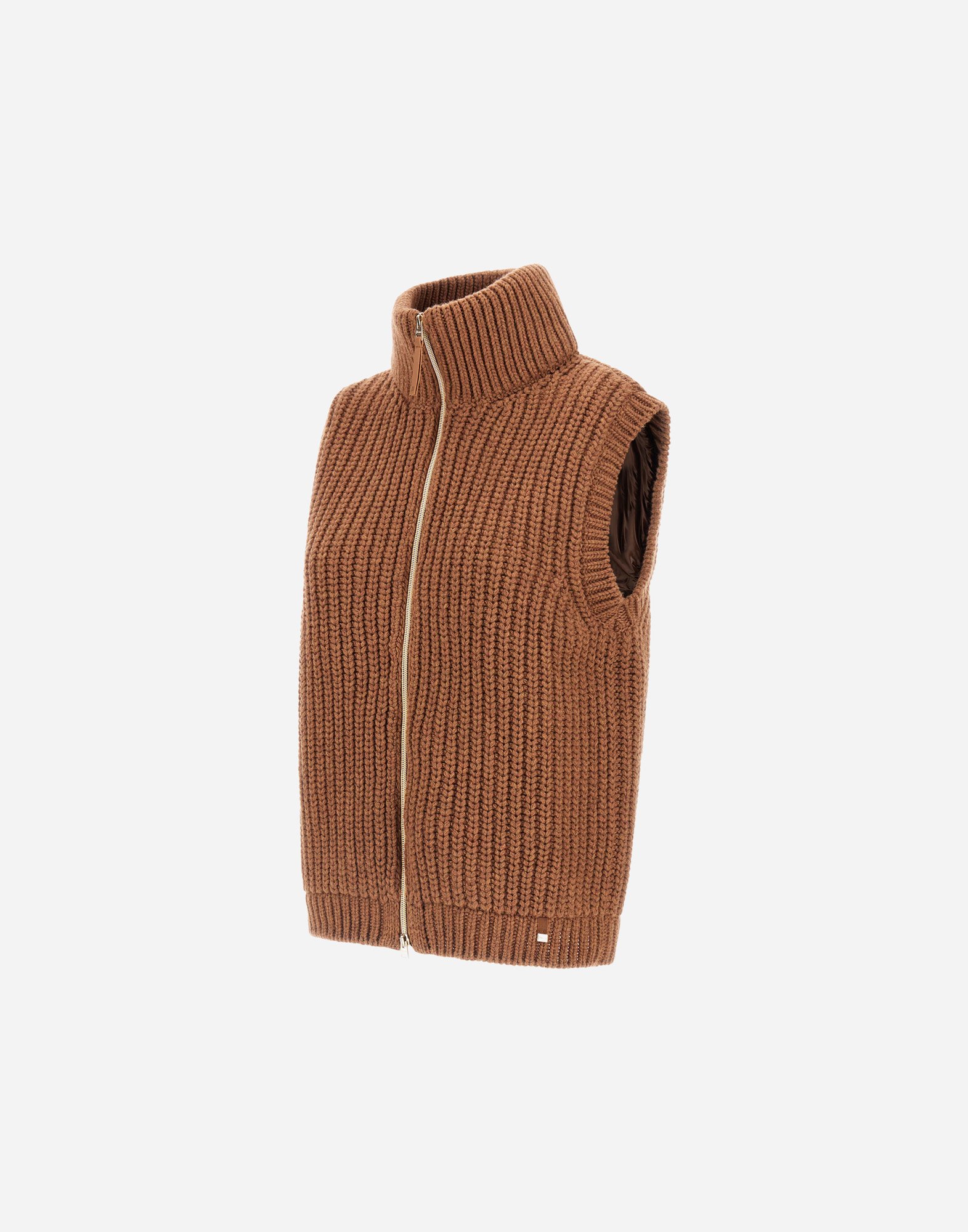 Herno Vest In Cob Stitch Wool In Brown