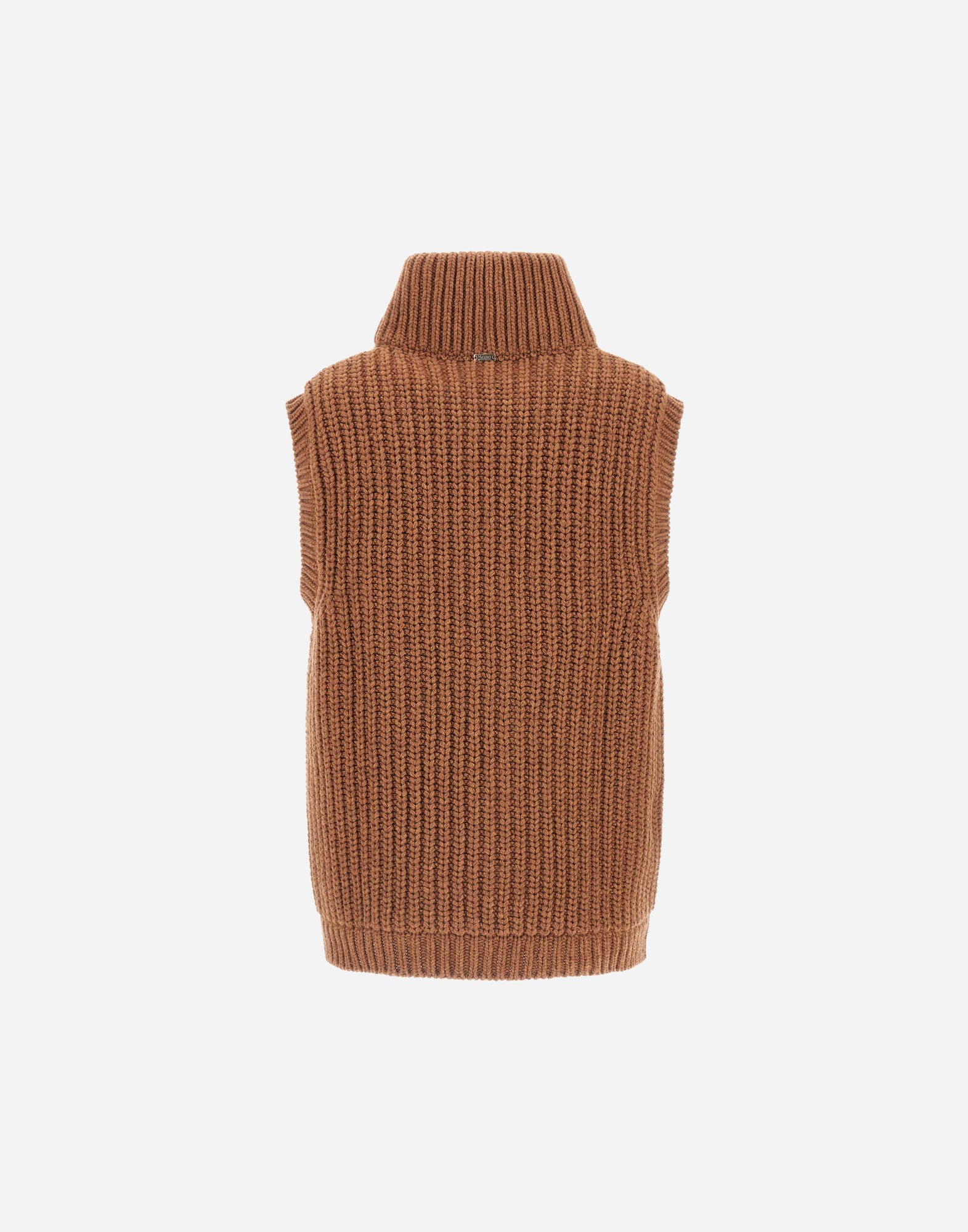 Herno Vest In Cob Stitch Wool In Brown