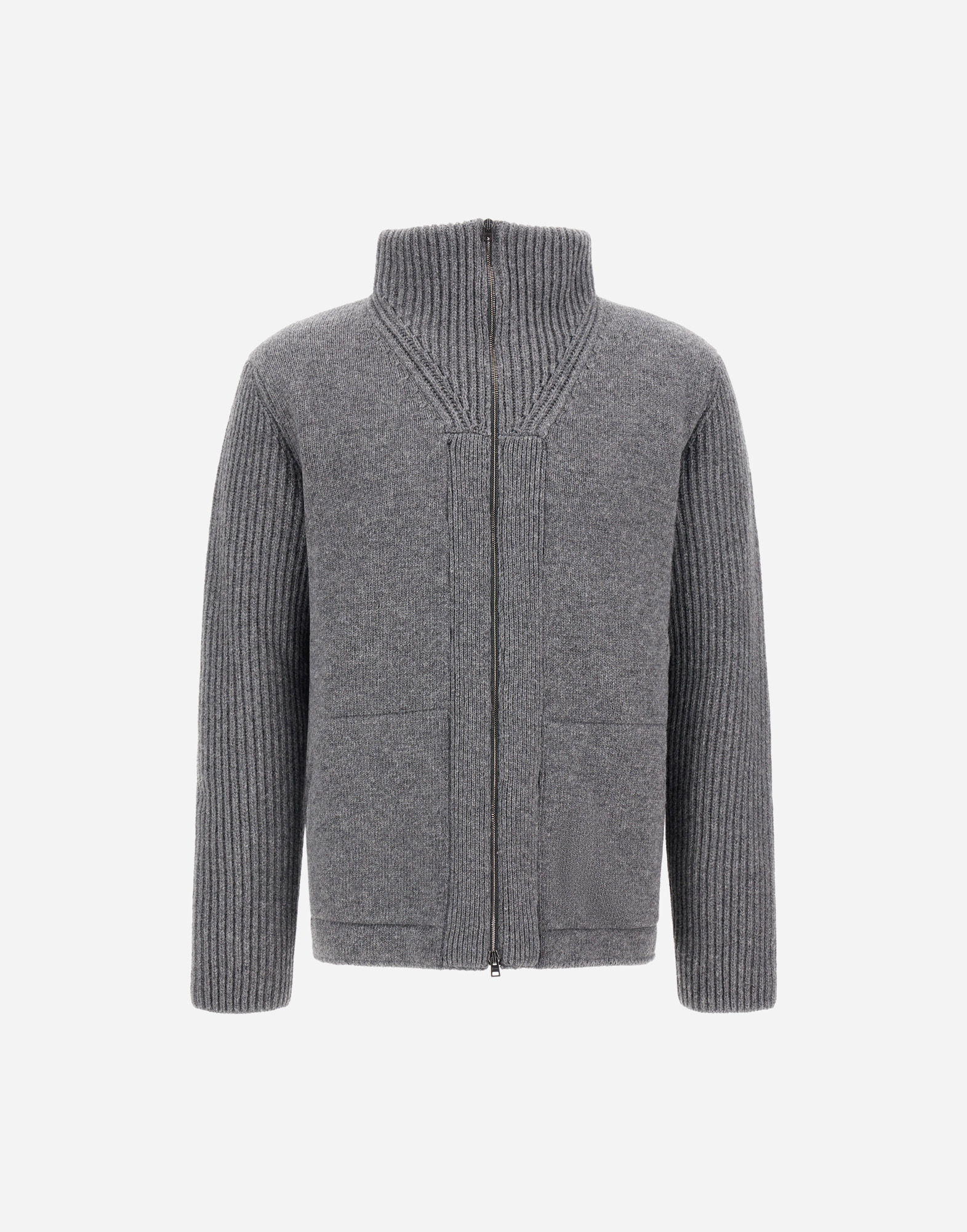 Herno Gerippter Cardigan Mit Stehkragen In Gray