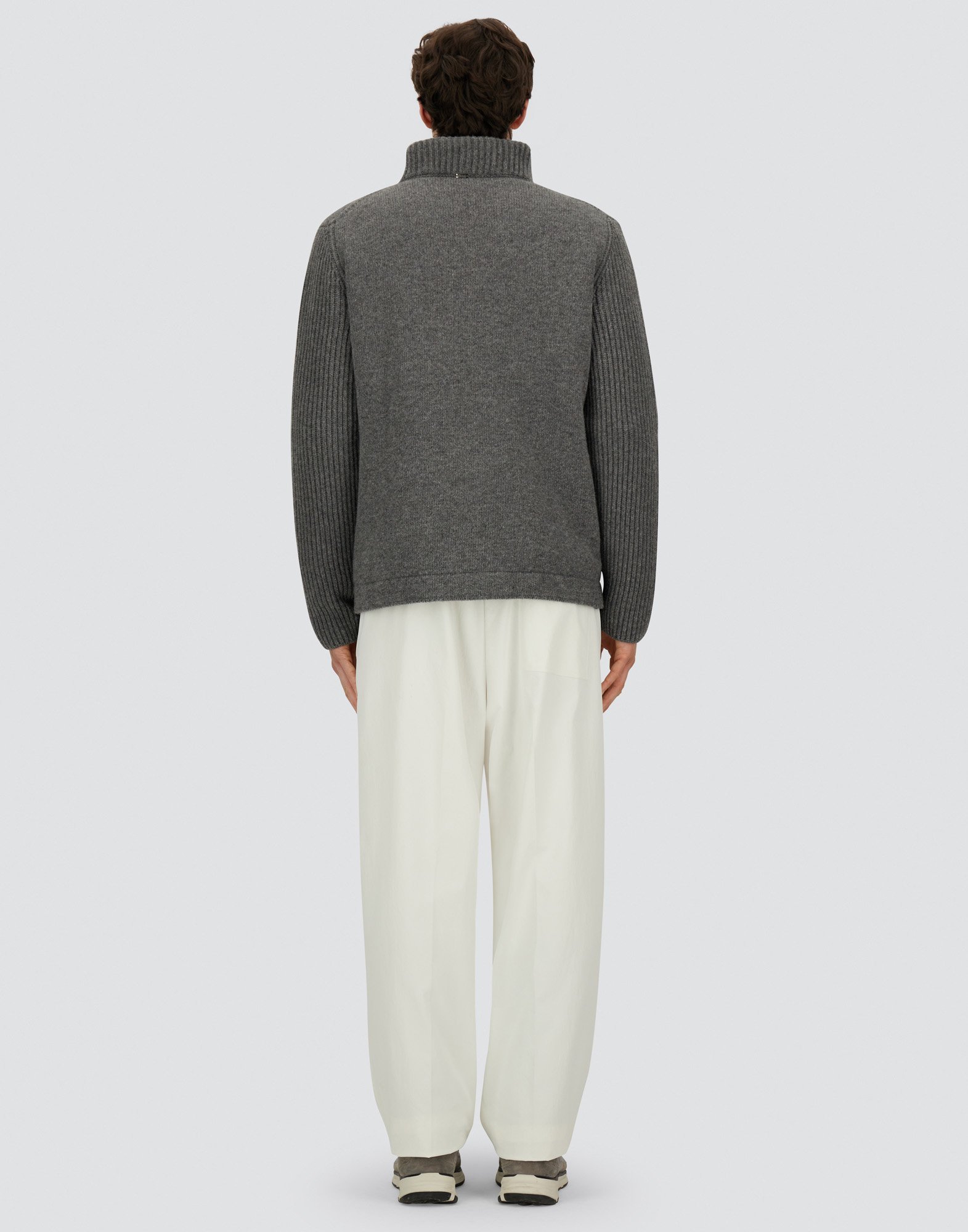 Herno Gerippter Cardigan Mit Stehkragen In Gray