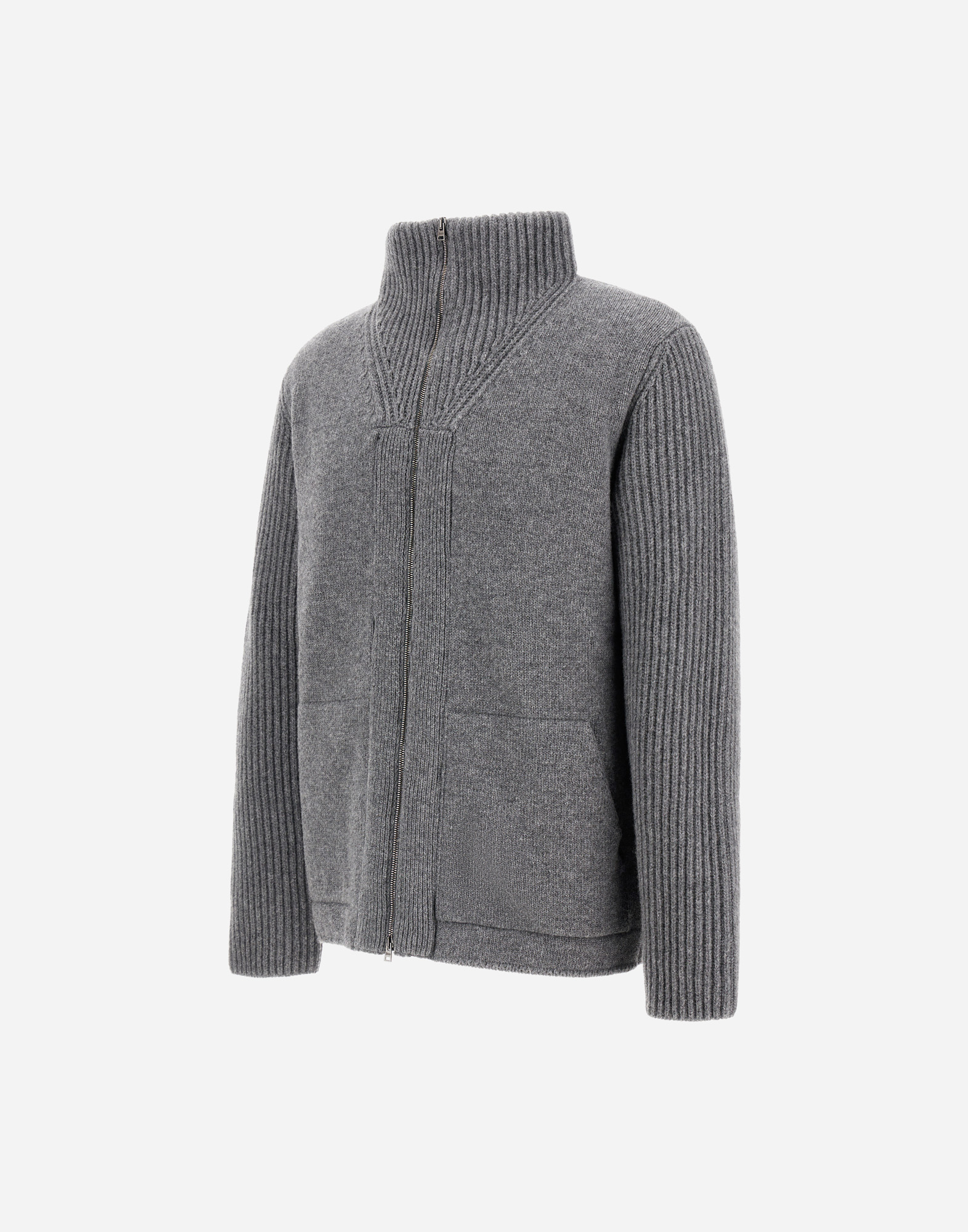 Herno Gerippter Cardigan Mit Stehkragen In Gray