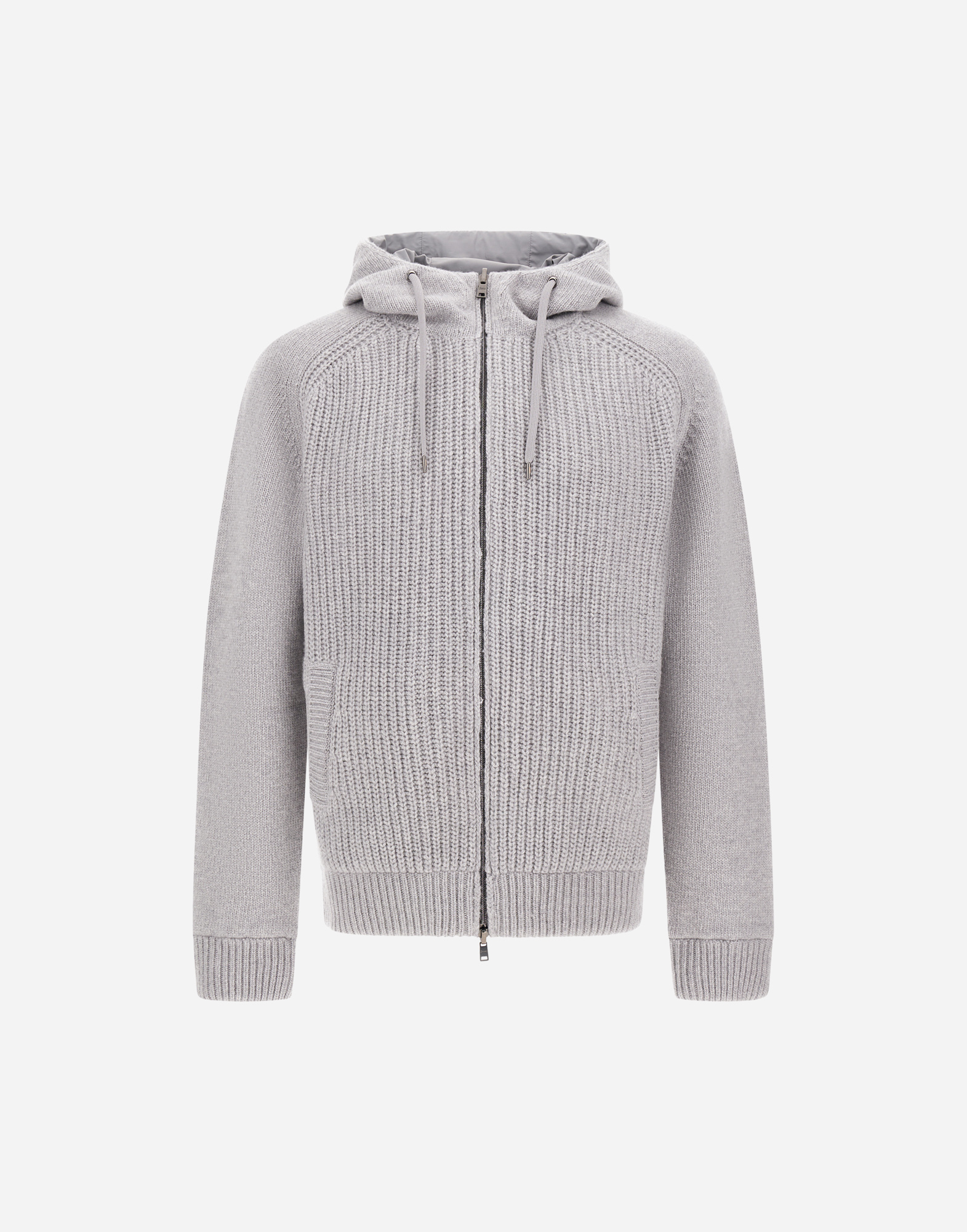 Herno Resort Cardigan In Stocking-stitched Carded Wool In Gray