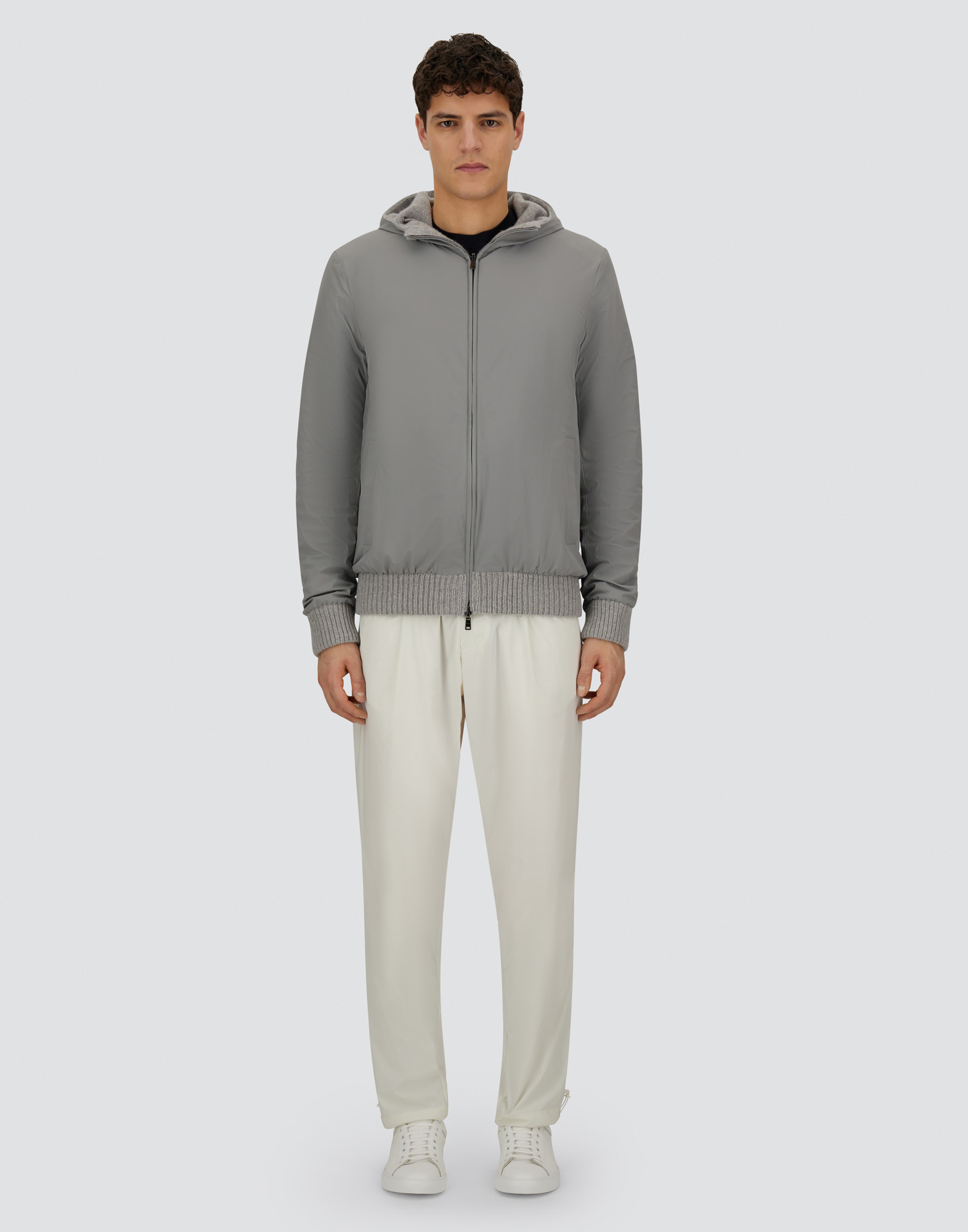Herno Resort Cardigan In Stocking-stitched Carded Wool In Gray