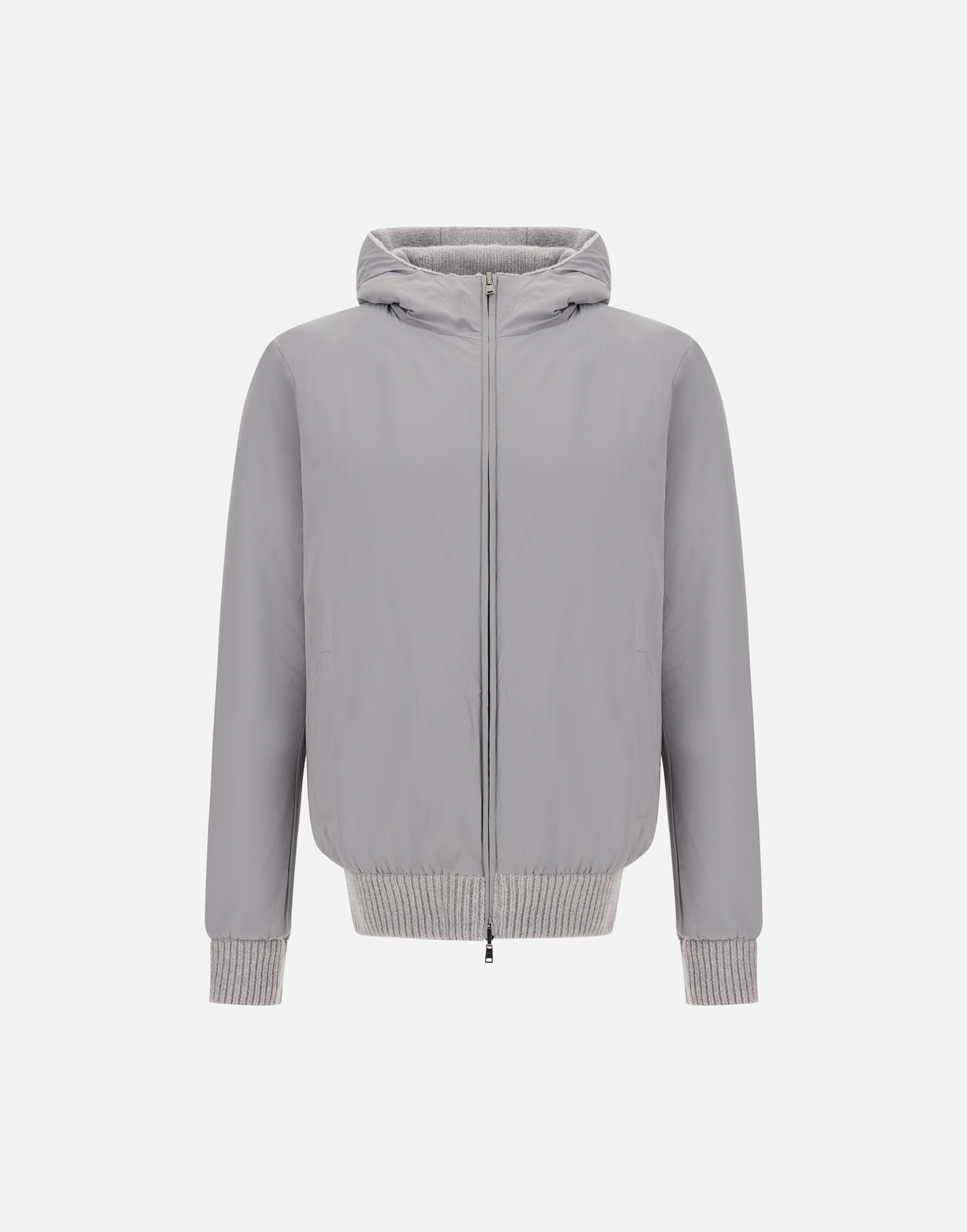 Herno Resort Cardigan In Stocking-stitched Carded Wool In Gray