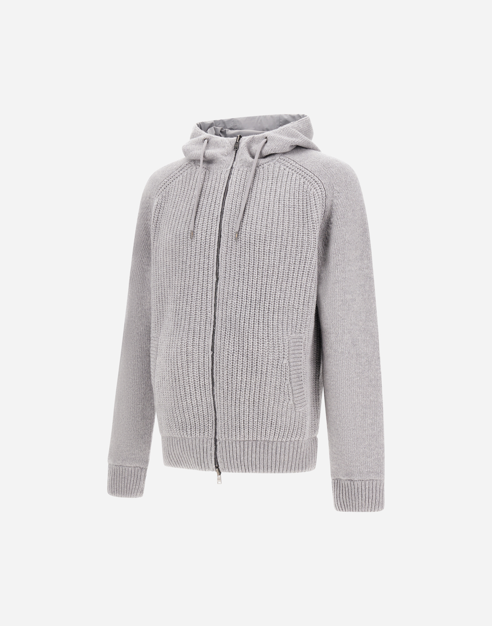 Herno Resort Cardigan In Stocking-stitched Carded Wool In Gray
