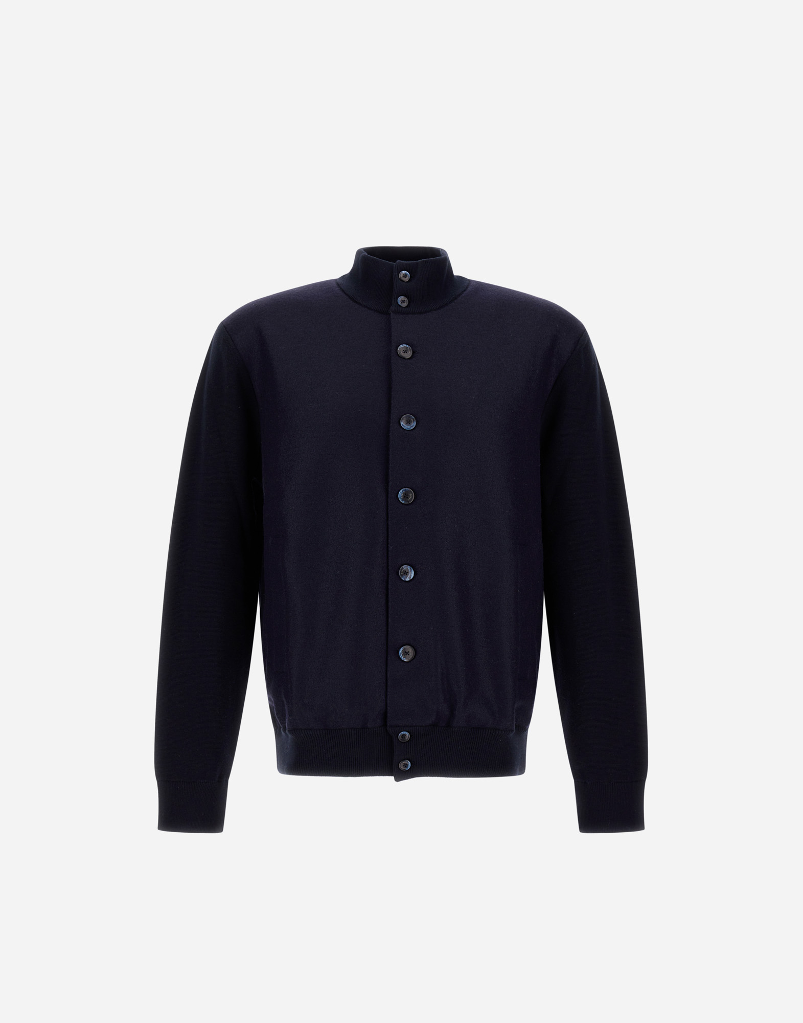 Herno Resort Cardigan In Cashmere Cotton Knit & Felted Wool In Blue
