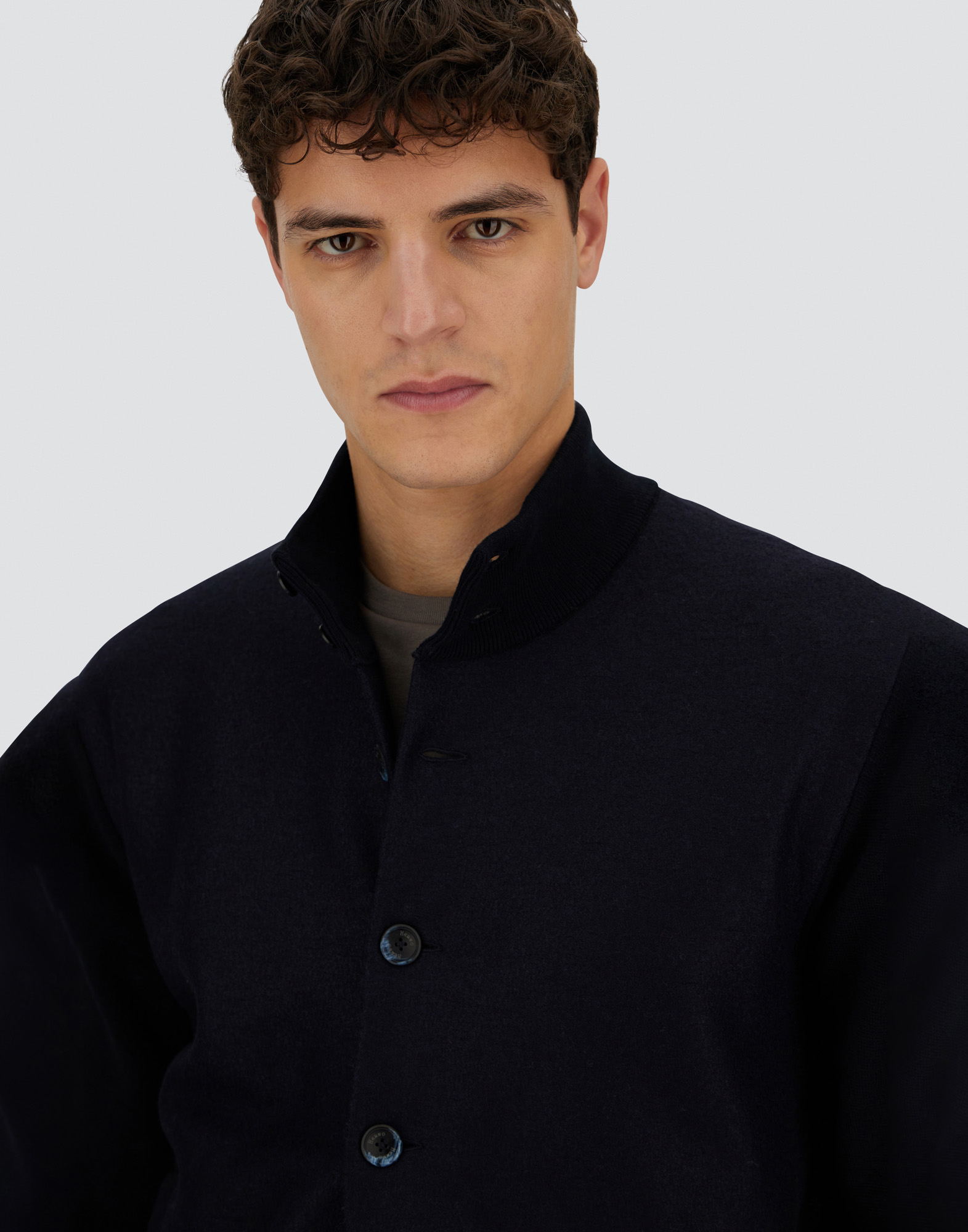 Herno Men Silk And Cashmere Bomber Jacket In Blue