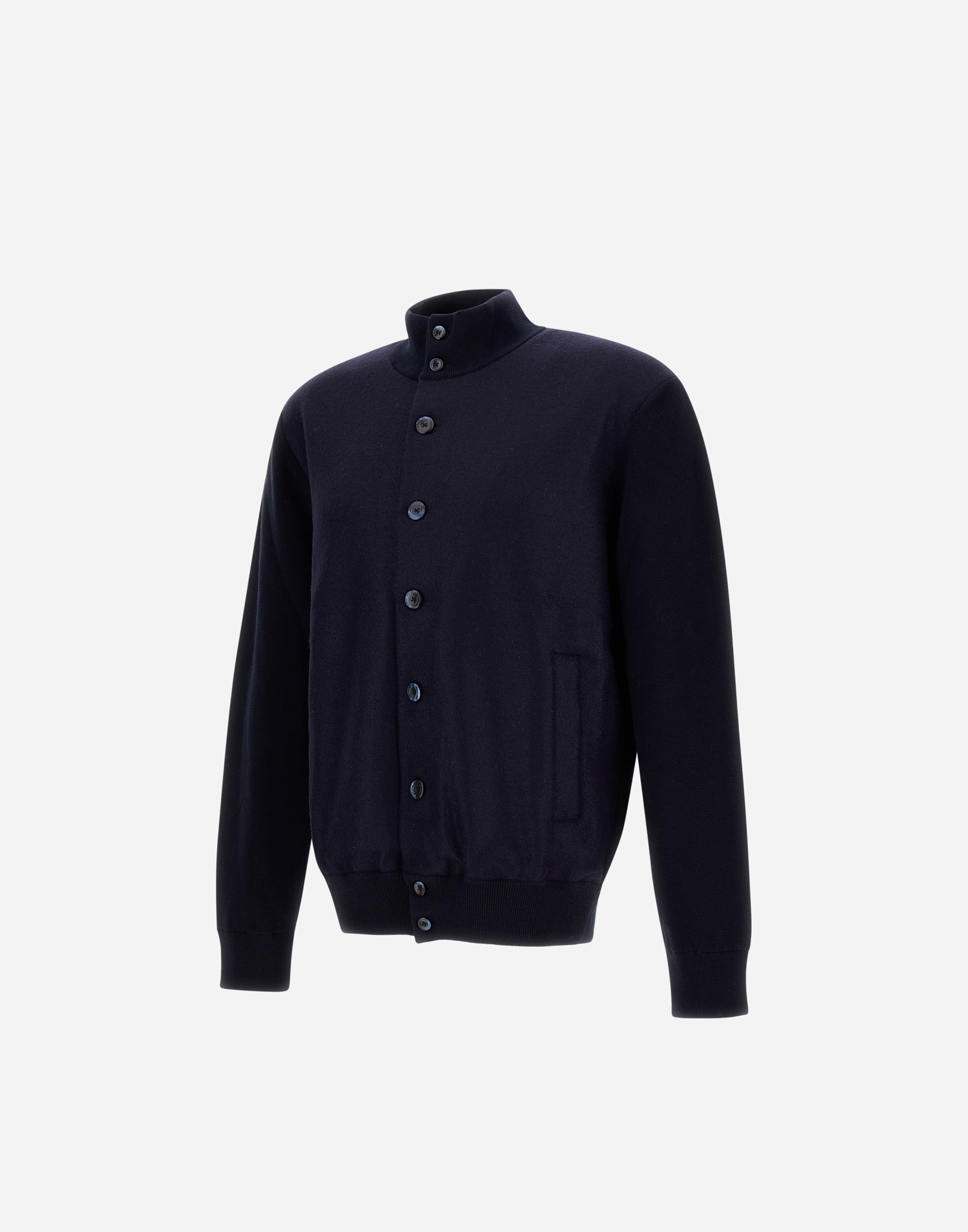 Herno Men Silk And Cashmere Bomber Jacket In Blue