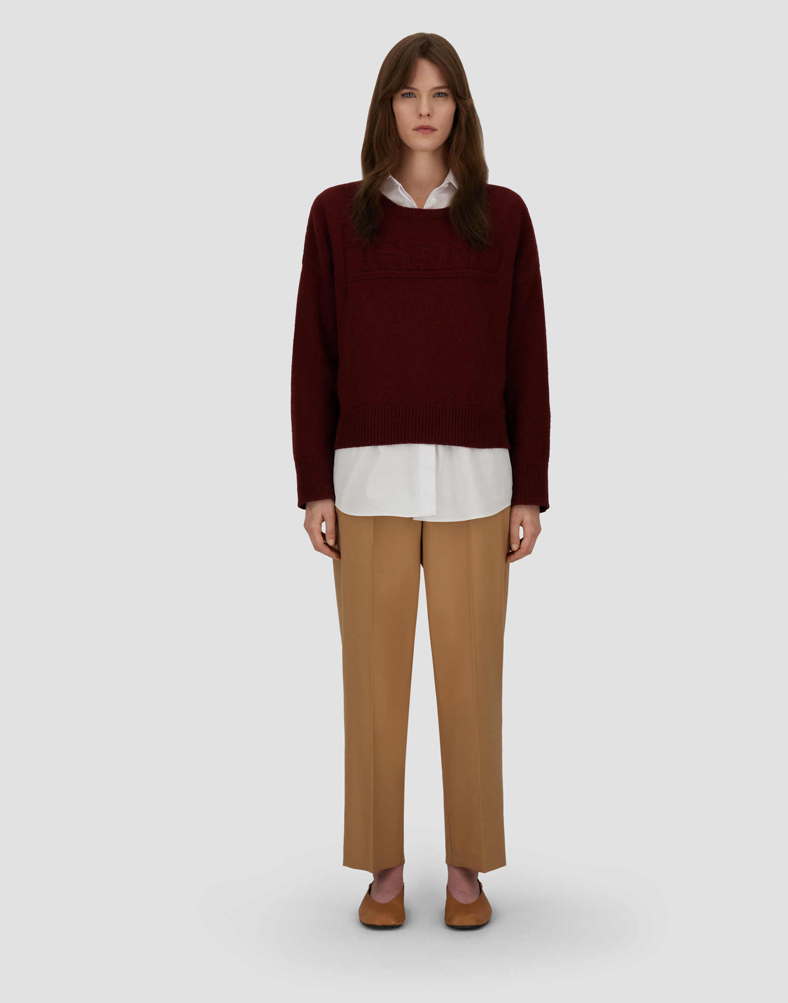 Herno 100% Wool Jumper In Burgundy
