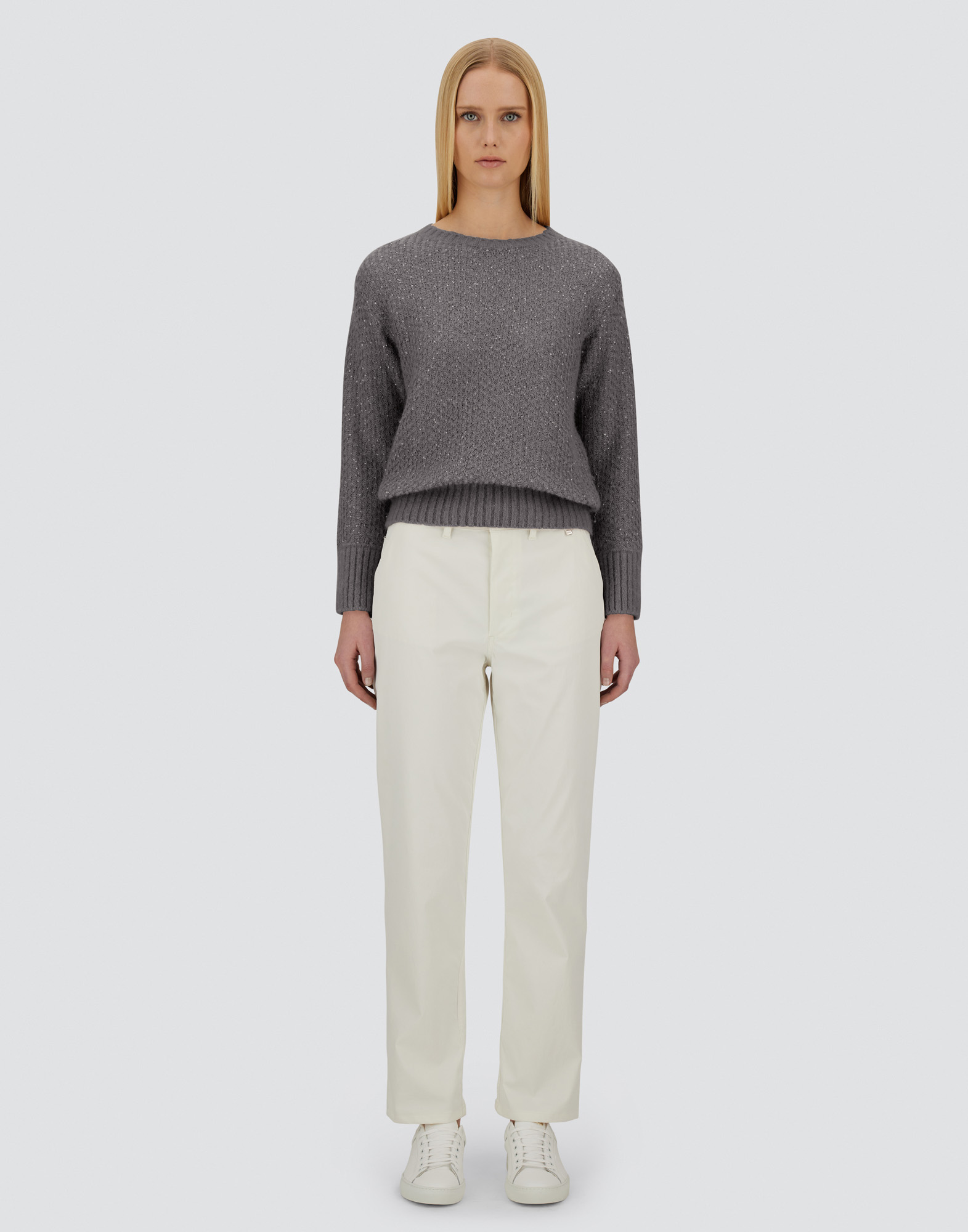 Herno Resort Sweater In Shiny Alpaca Wool In Gray