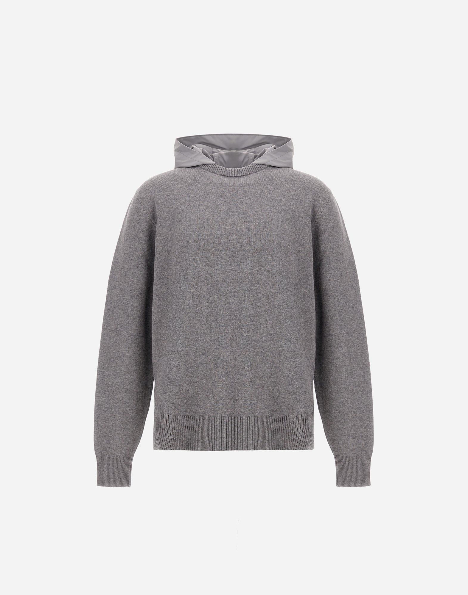 Herno Resort Sweater In Double Cotton Knit And Travel Nylon Ponente In Gray