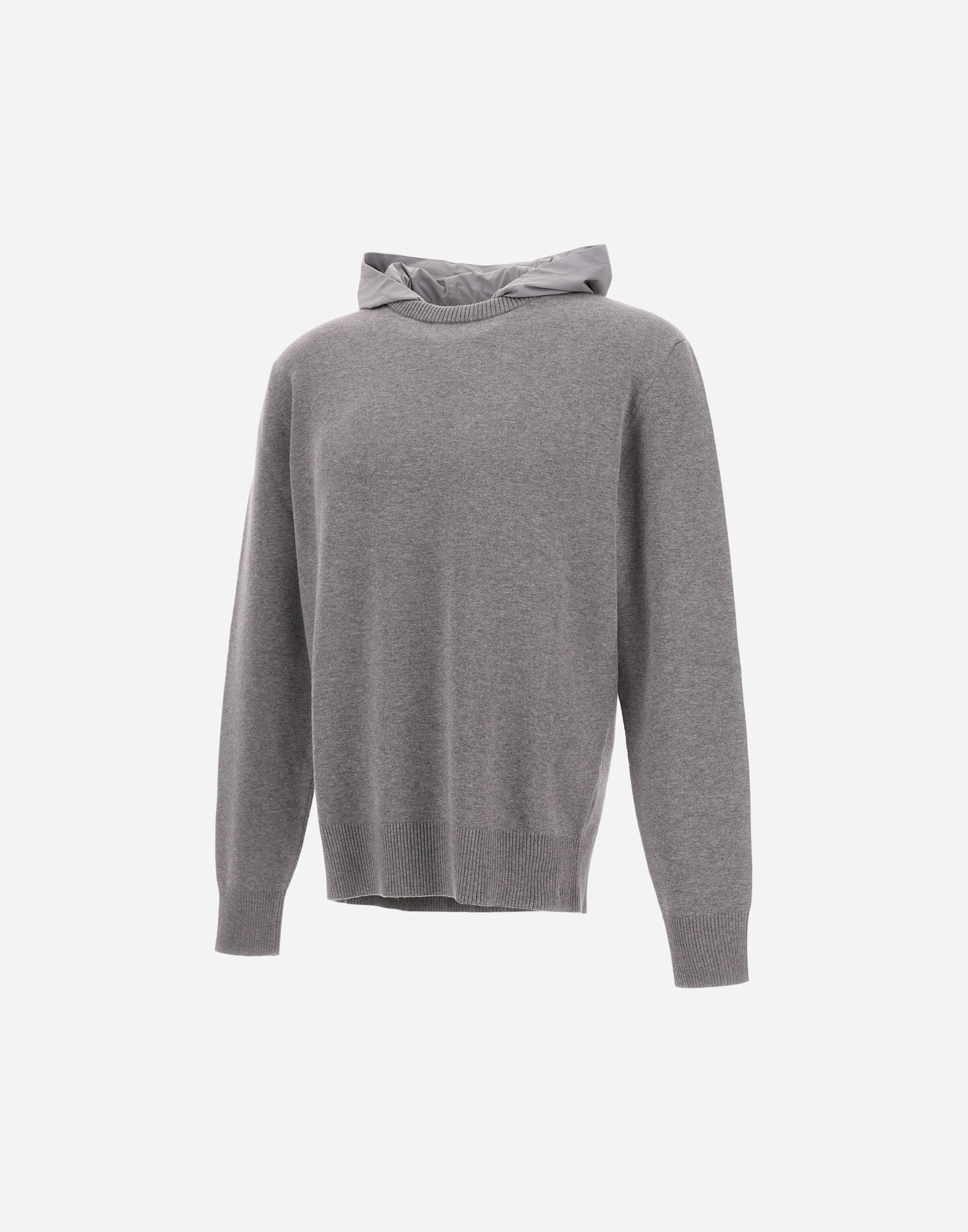 Herno Resort Sweater In Double Cotton Knit And Travel Nylon Ponente In Gray