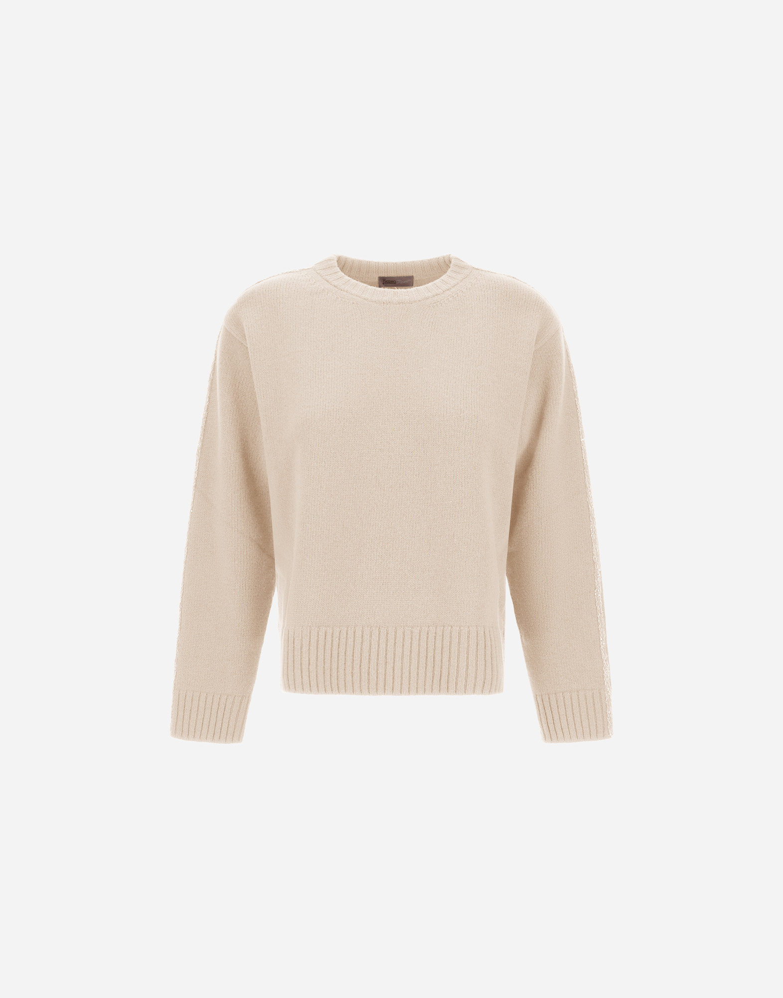 Herno Crew Neck Long Sleeve Sweater In White