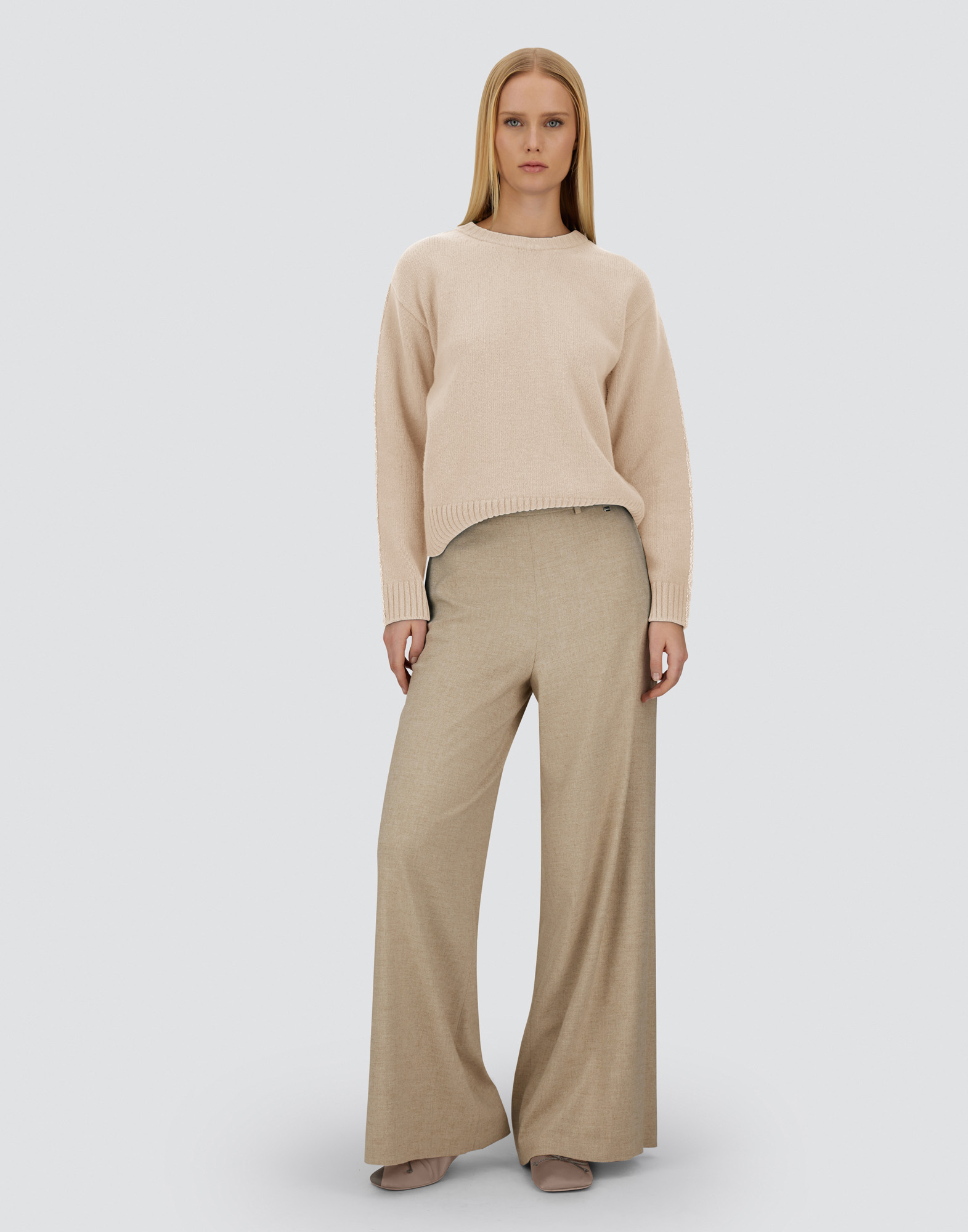 Herno Crew Neck Long Sleeve Sweater In White