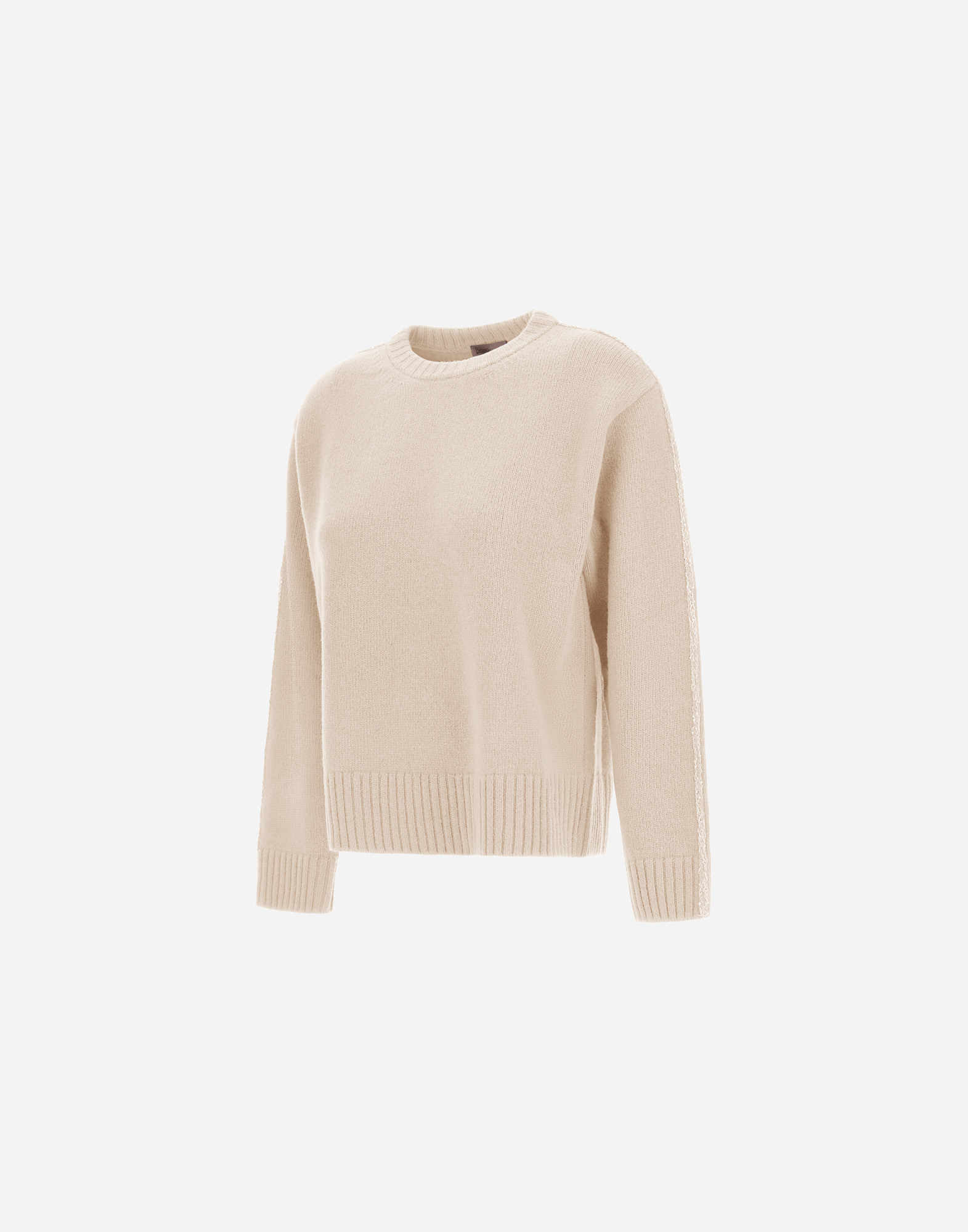 Herno Crew Neck Long Sleeve Sweater In White