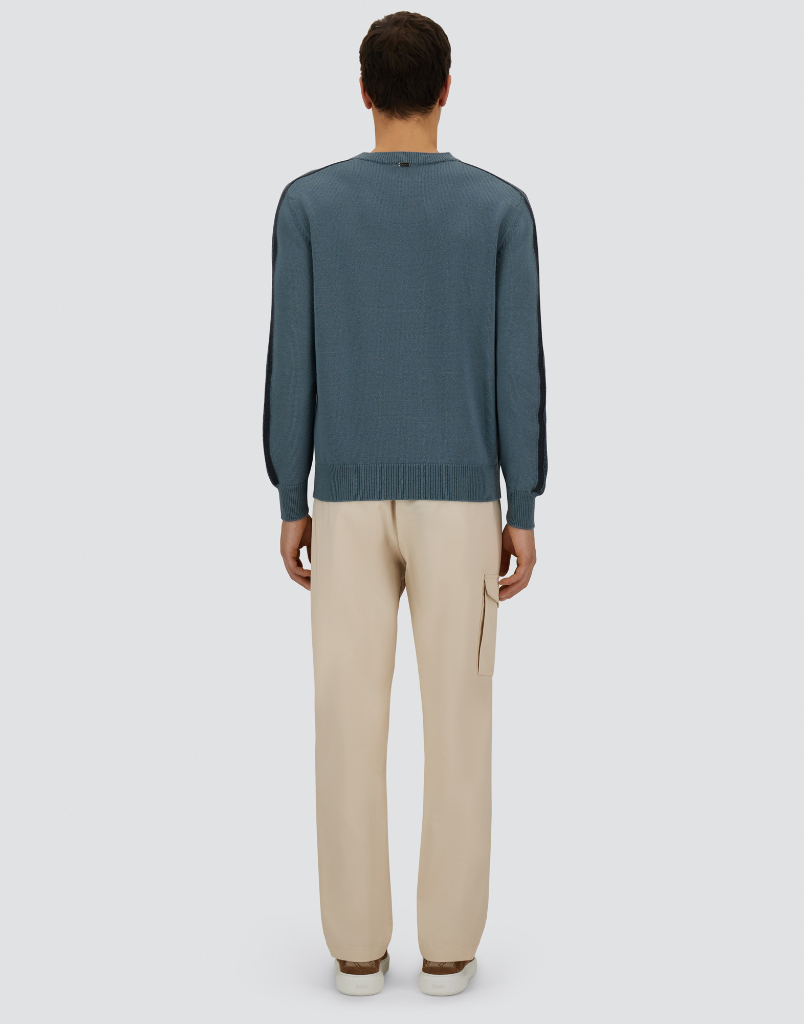 Herno Resort Sweater In Carded Pure Wool In Blue