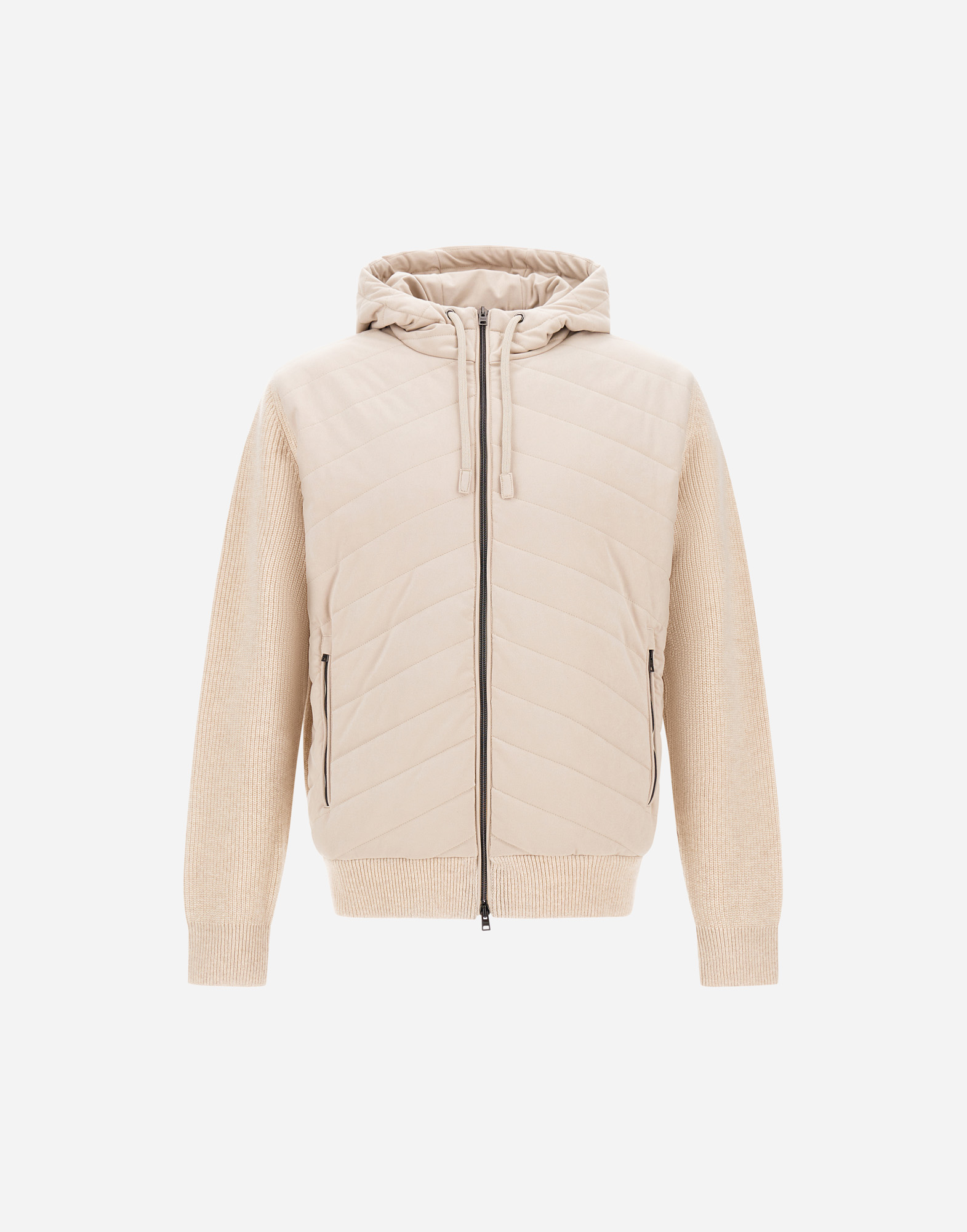 Herno Zipper Long Sleeve Down Jacket In Blue