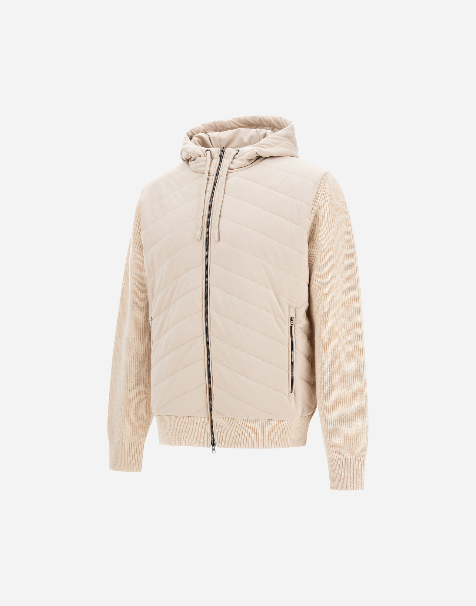 Herno Zipper Long Sleeve Down Jacket In Blue