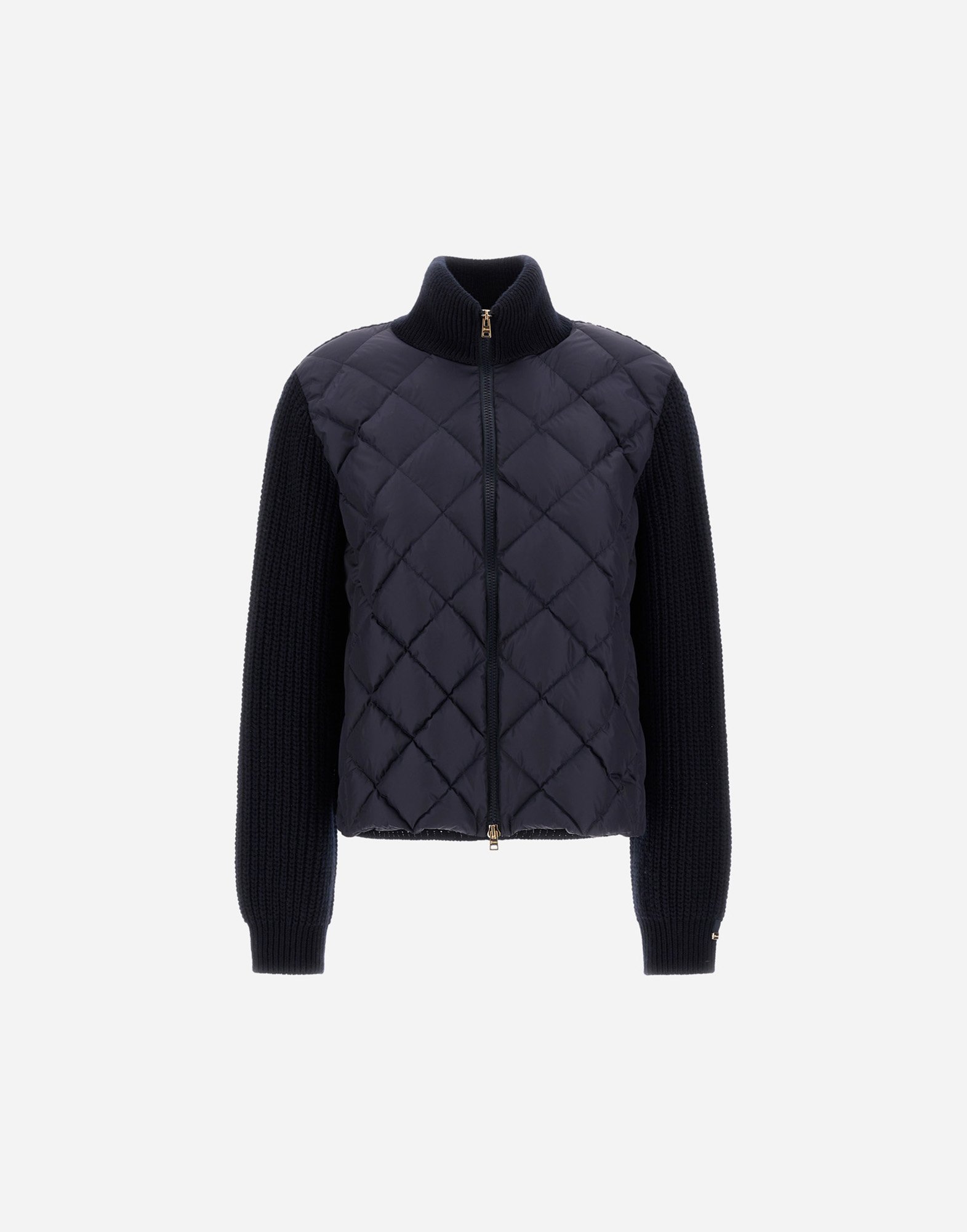 Herno Cardigan In Cob Stitch Carded Wool And Nylon Chamonix In Blue