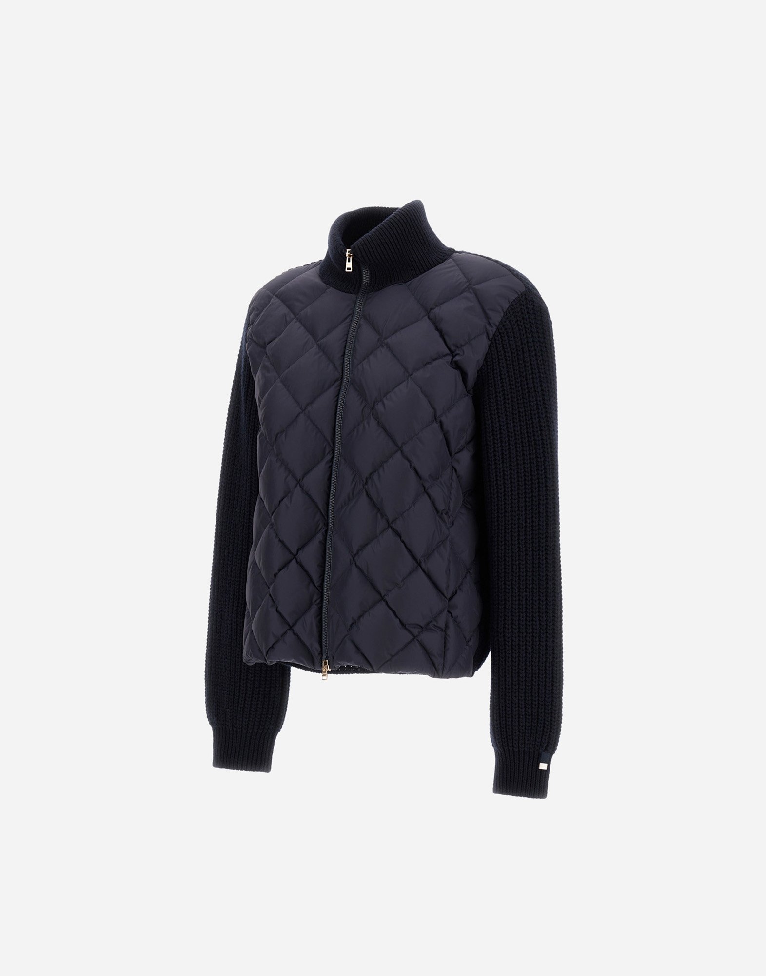 Herno Cardigan In Cob Stitch Carded Wool And Nylon Chamonix In Blue