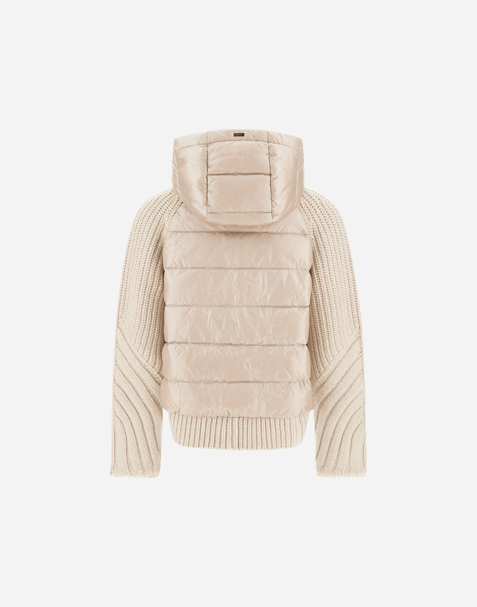 Herno Cardigan In Cob Stitch Wool And Nylon Ultralight In Neutral