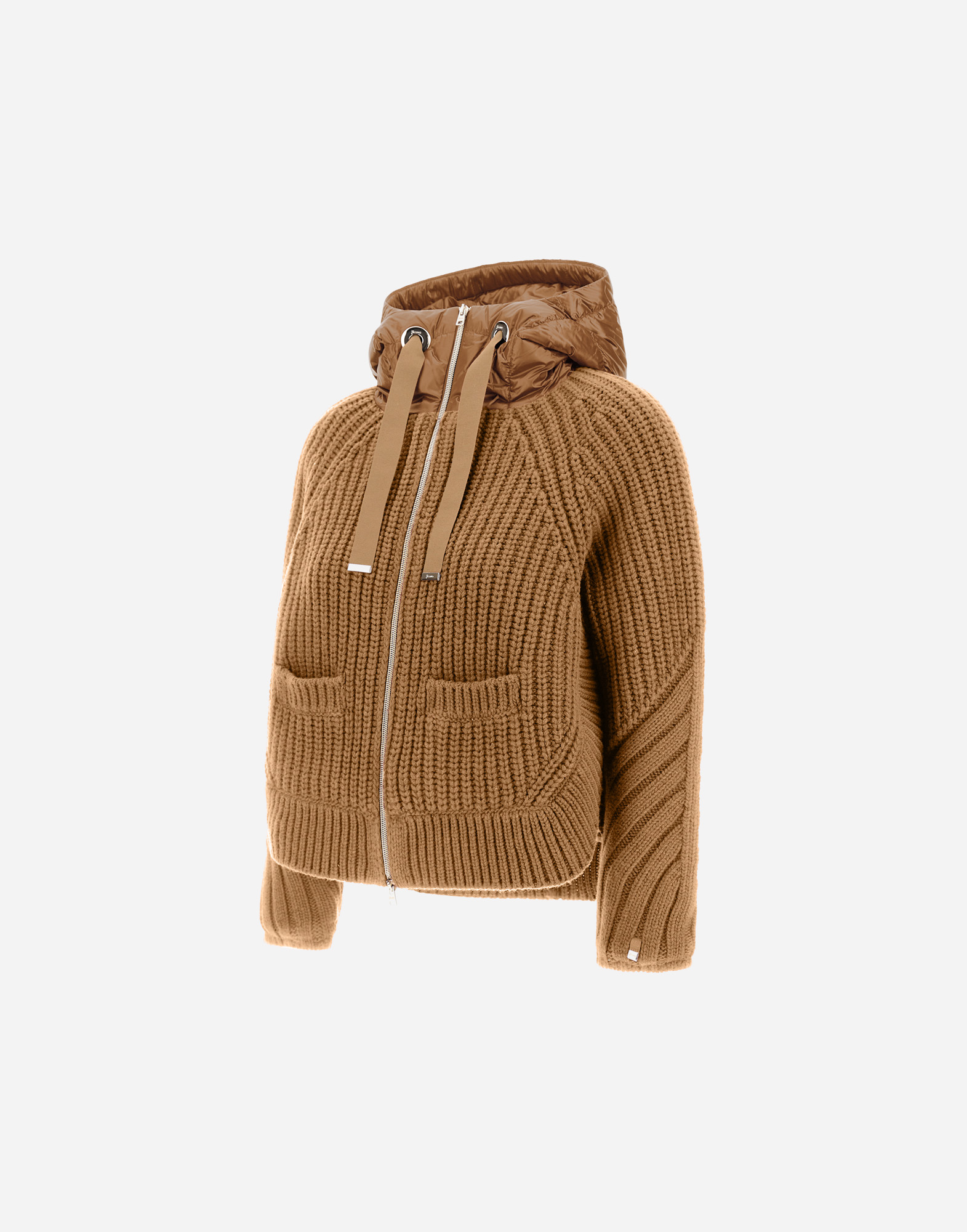 Herno Cardigan In Cob Stitch Wool And Nylon Ultralight In Brown