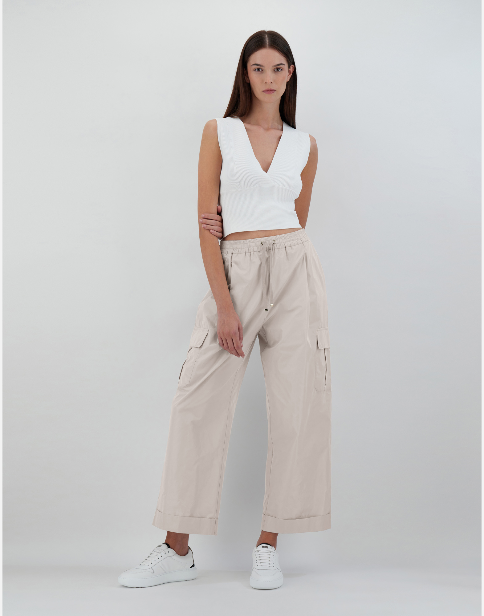 Herno Endless Viscose Rib Top In White