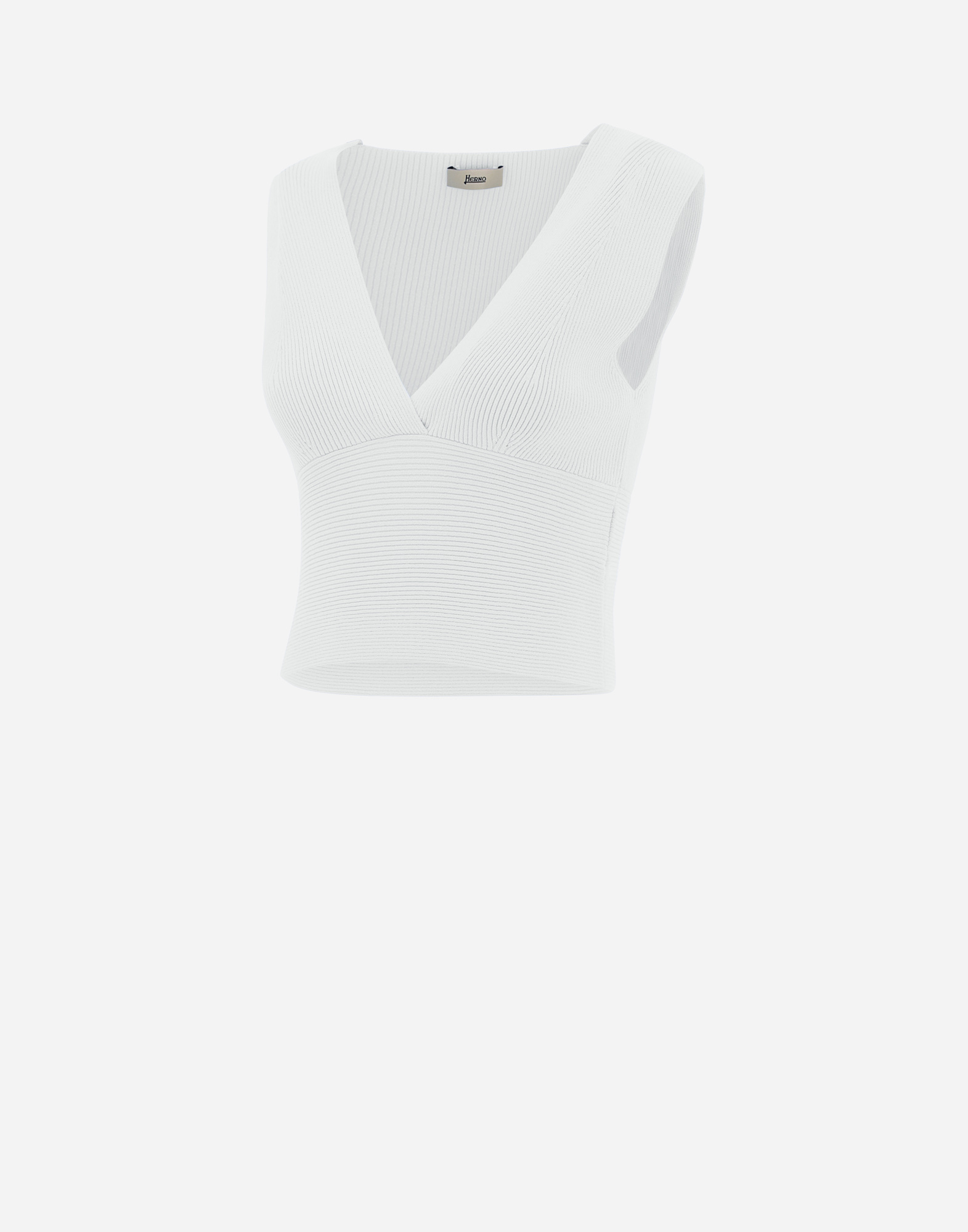 Herno Endless Viscose Rib Top In White