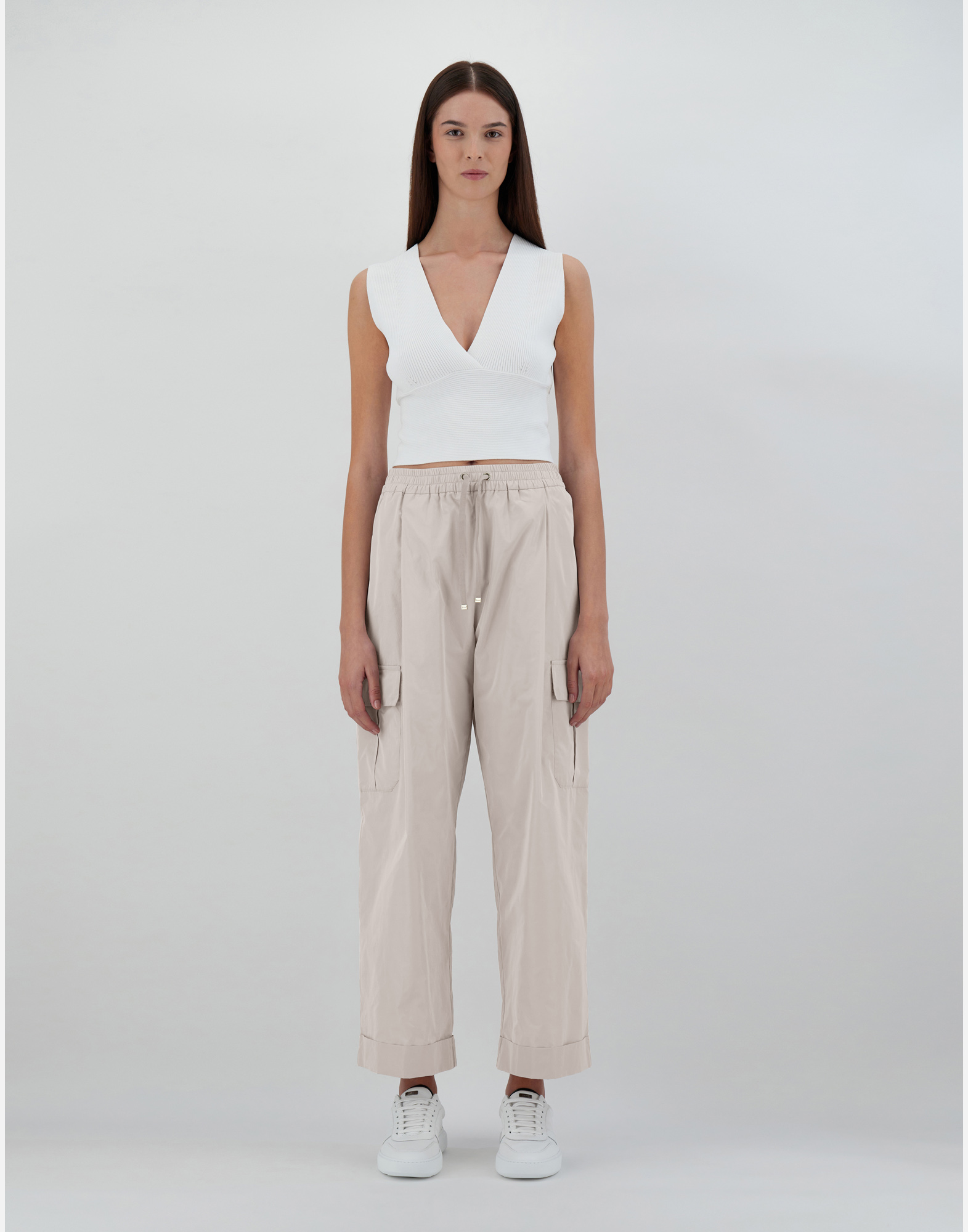 Herno Endless Viscose Rib Top In White