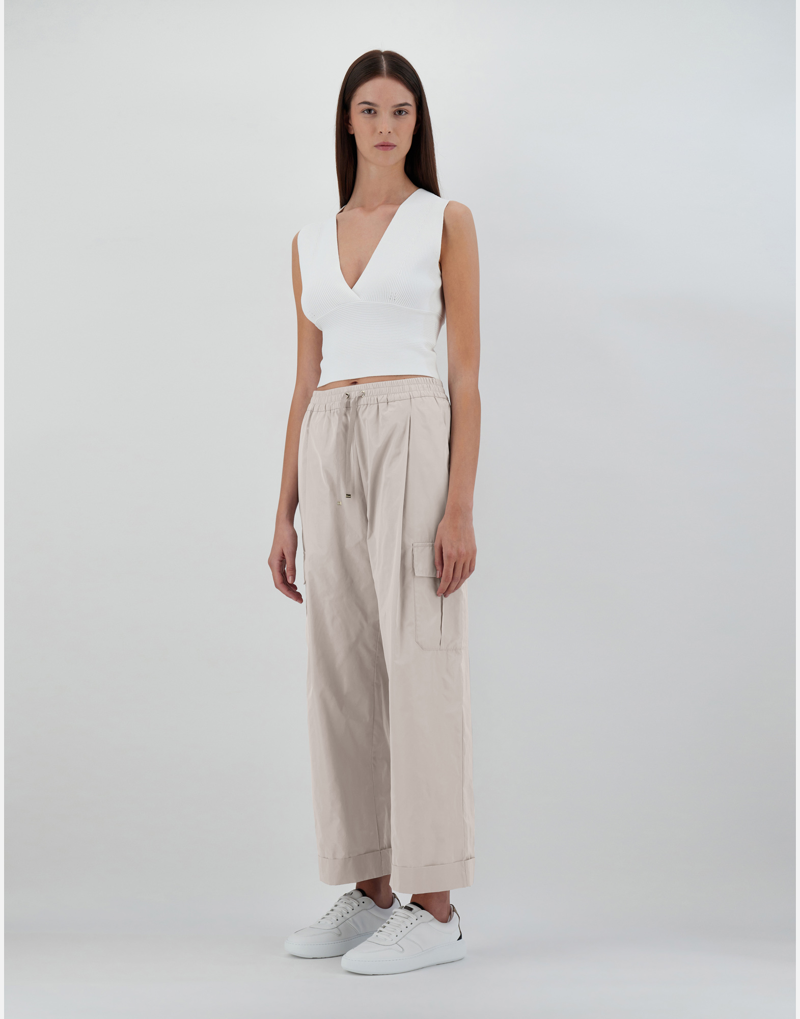 Herno Endless Viscose Rib Top In White