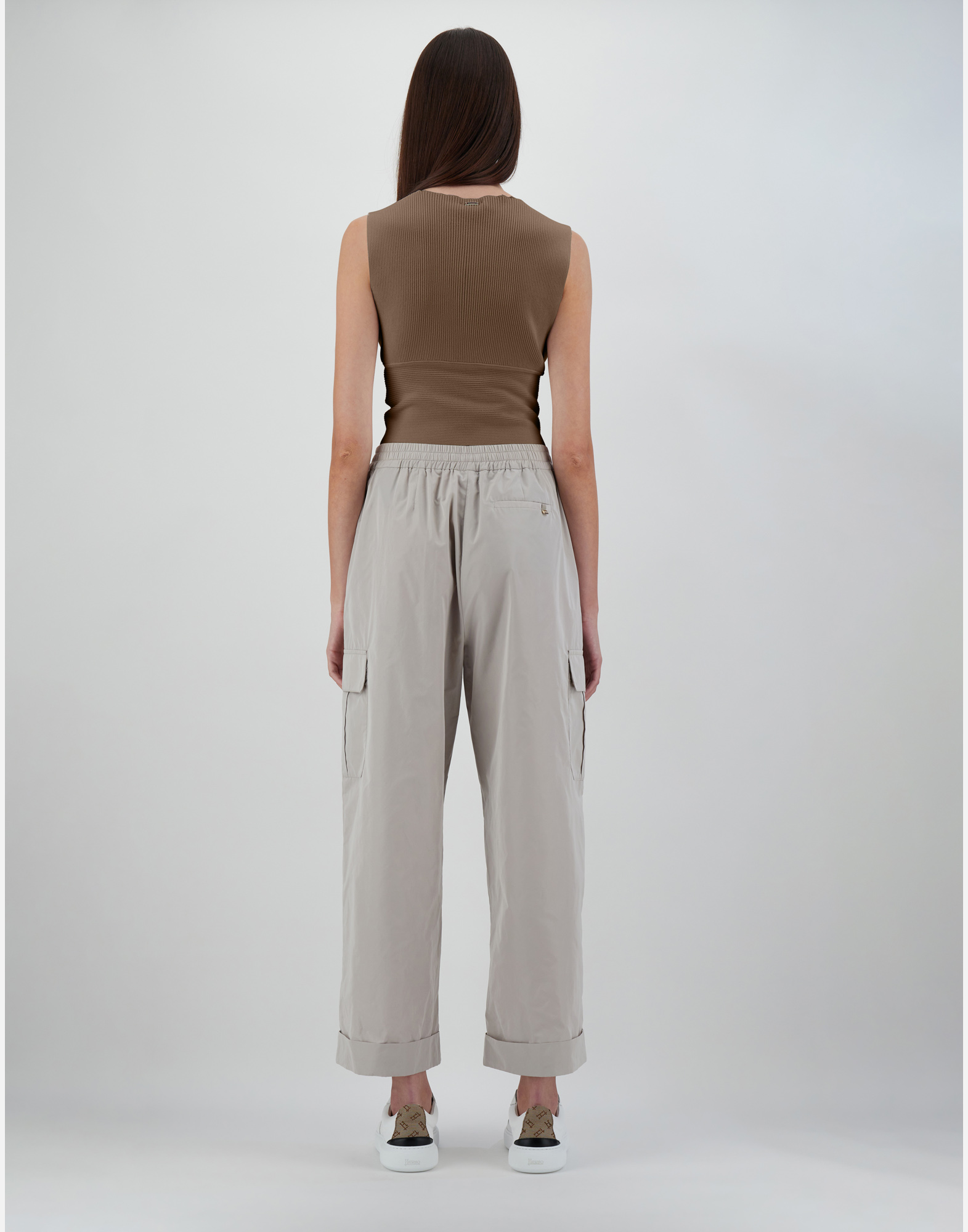 Herno Endless Viscose Rib Top In Camel