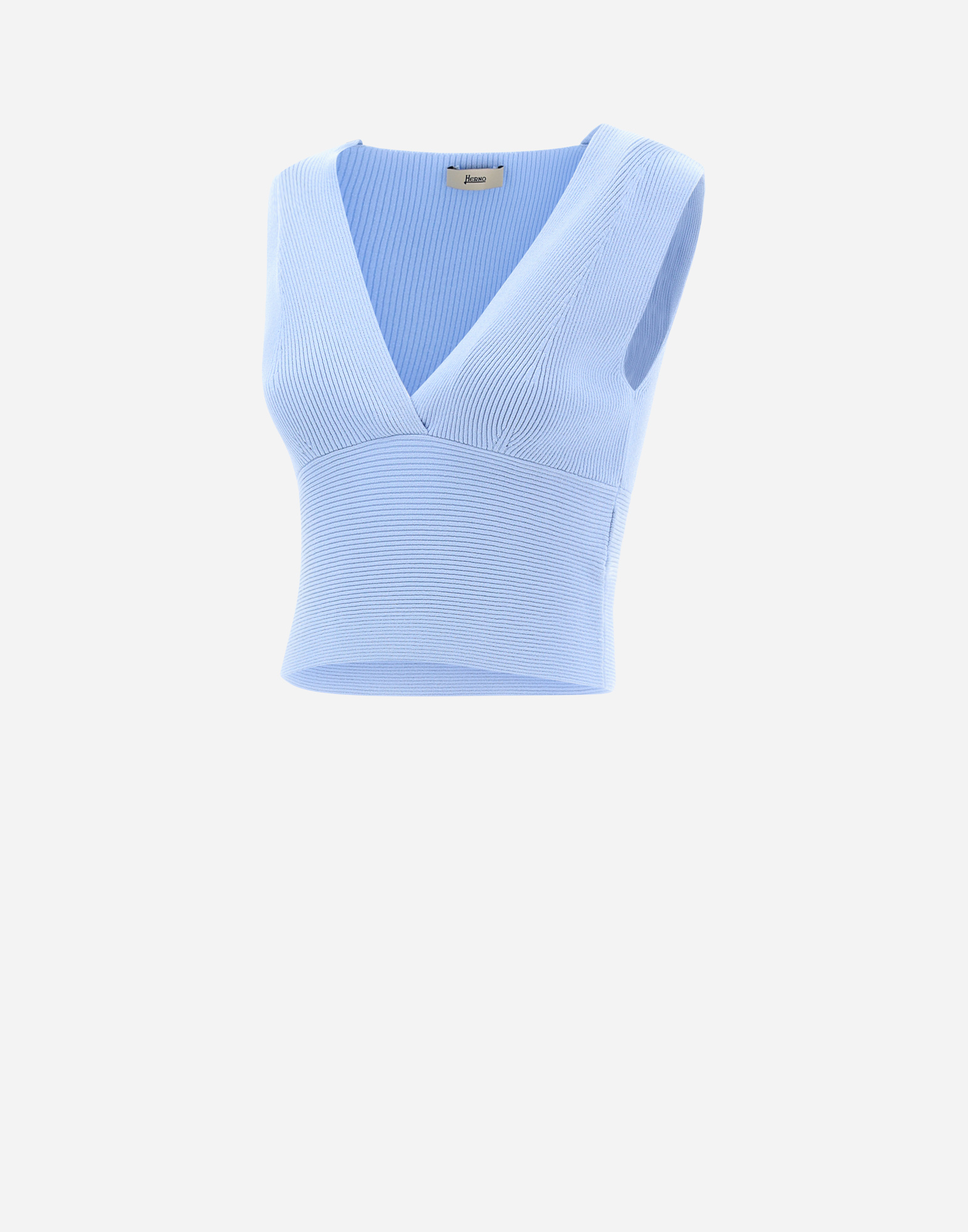 Herno Endless Viscose Rib Top In Light Blue