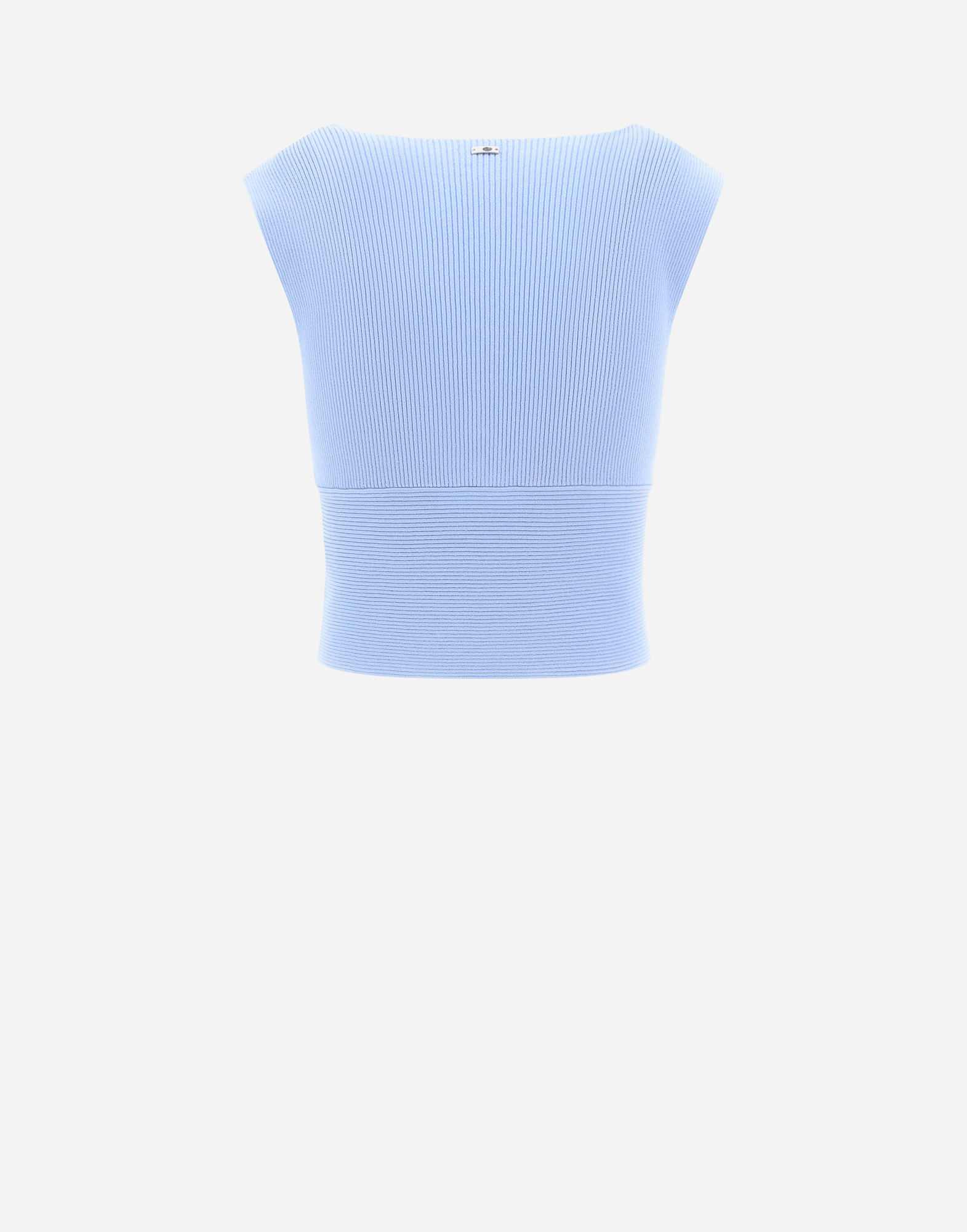 Herno Endless Viscose Rib Top In Light Blue