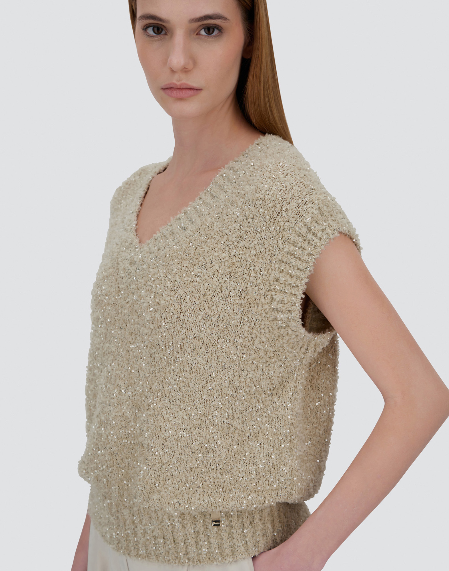 Herno Vest In New Plain Sequins In Chantilly