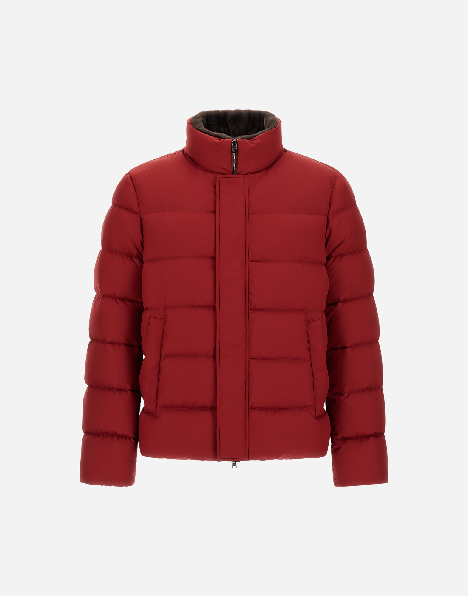Herno Bomber Jacket In Arendelle And Faux Fur In Red