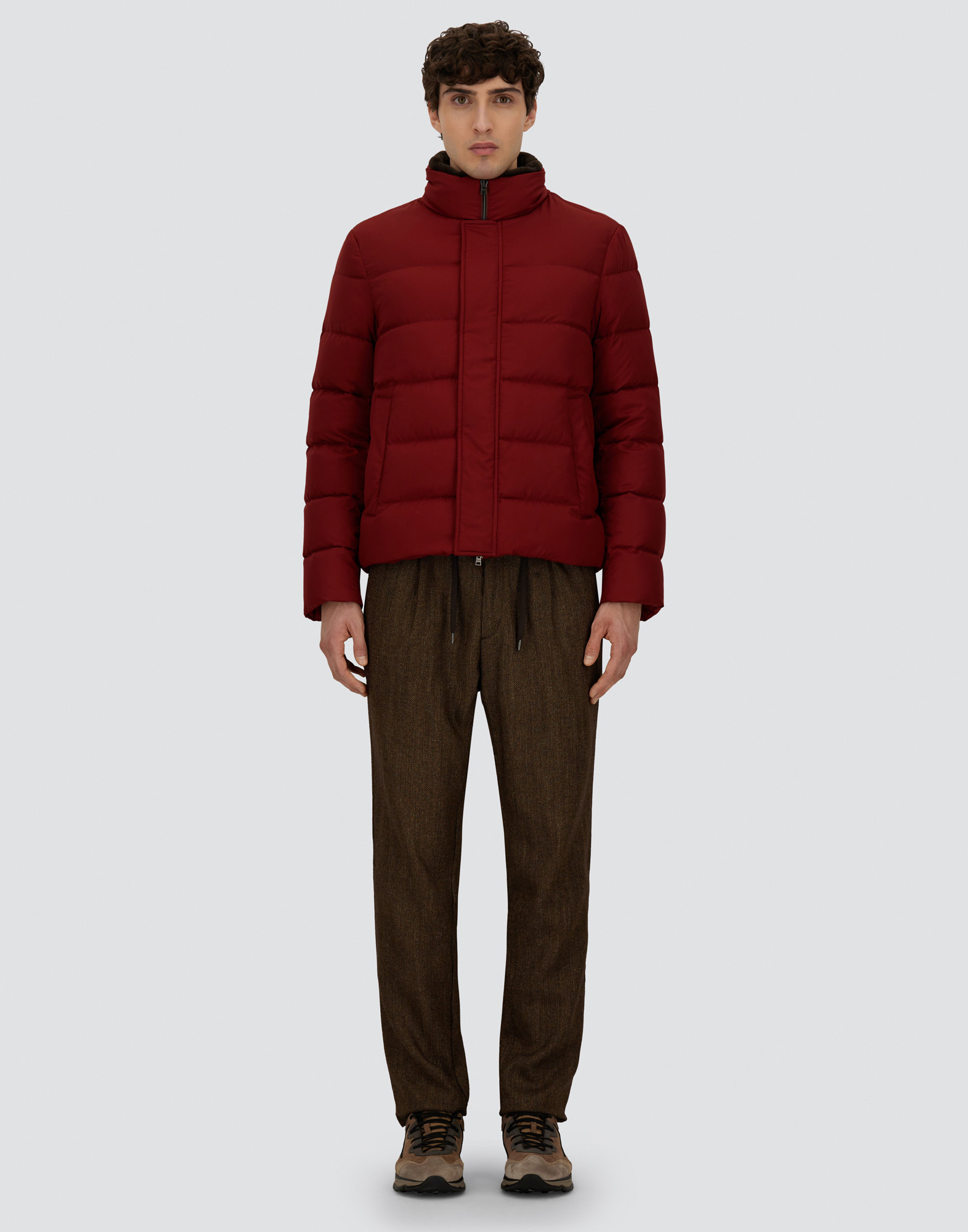 Herno Bomber Jacket In Arendelle And Faux Fur In Red