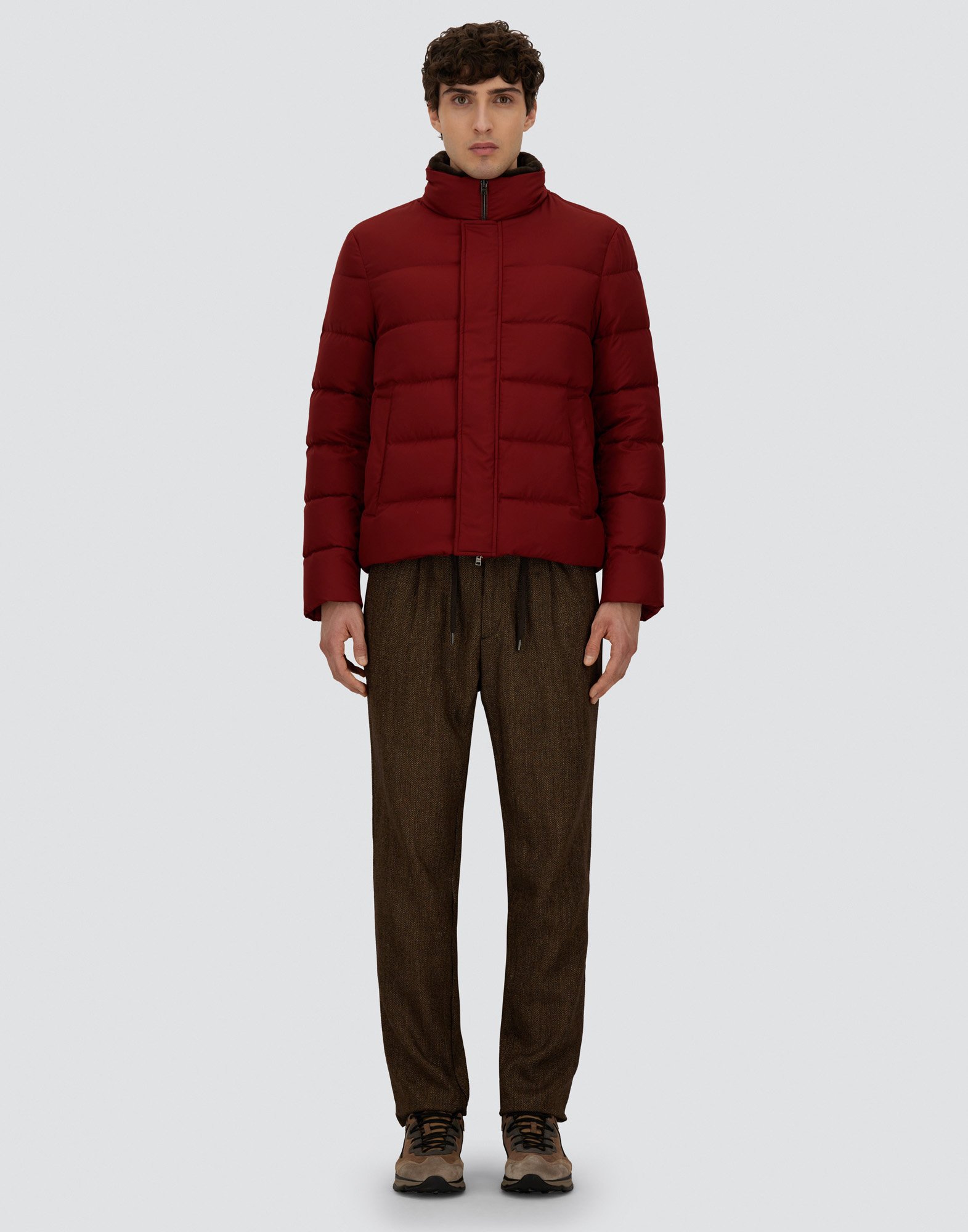 Herno Bomber Jacket In Arendelle And Faux Fur In Red