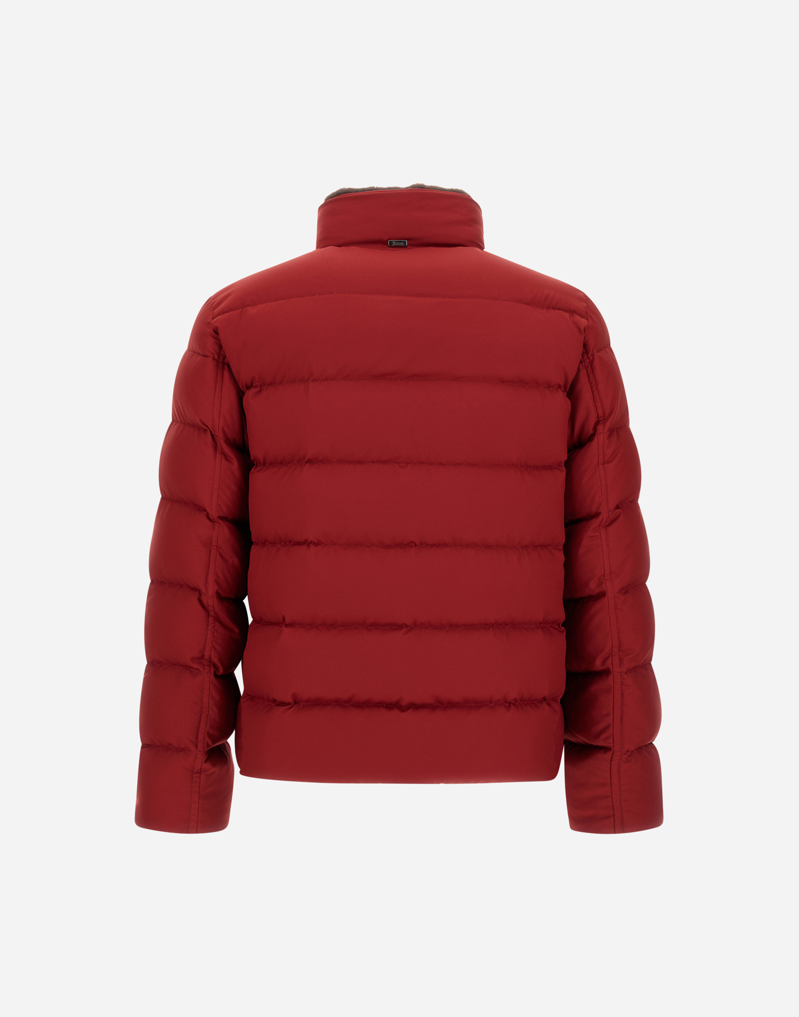 Herno Bomber Jacket In Arendelle And Faux Fur In Red