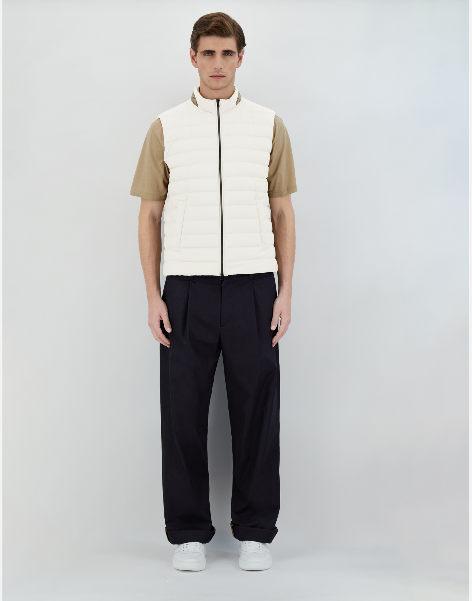 Herno Ecoage And Monogram Sleeveless Jacket In White