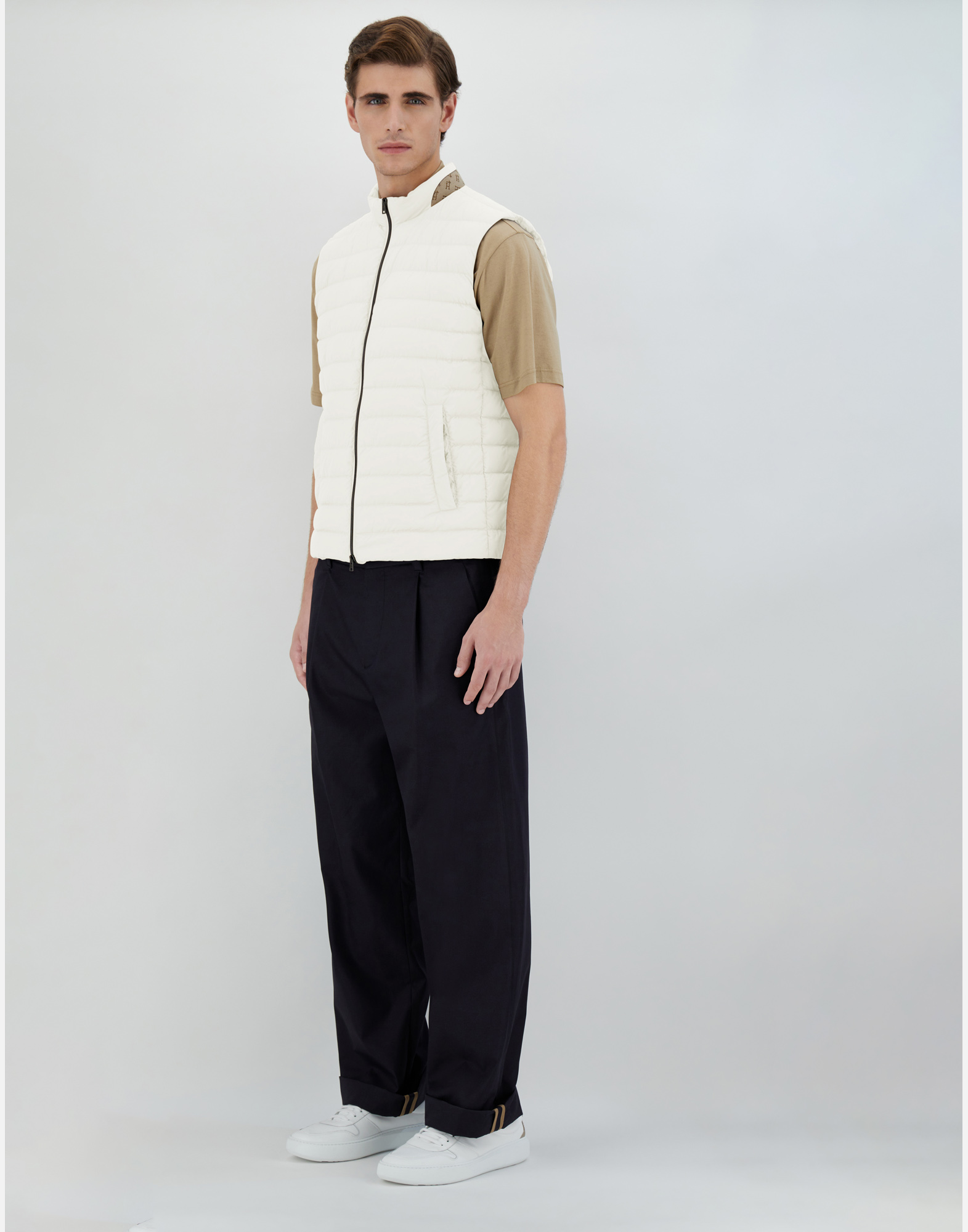 Herno Ecoage And Monogram Sleeveless Jacket In White