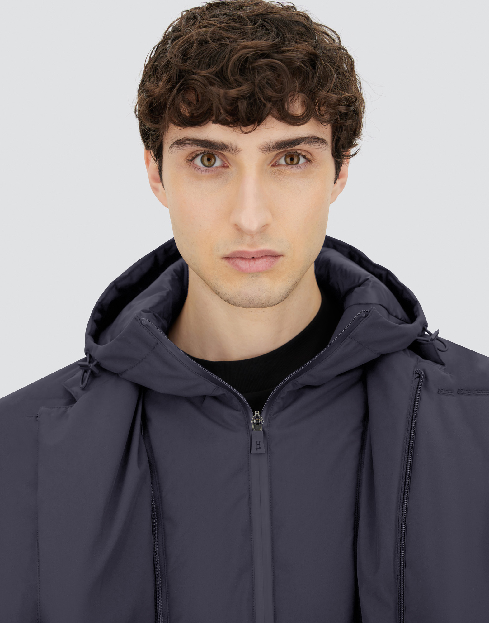 Herno Long Jacket In 2-layer Windstopper In Blue