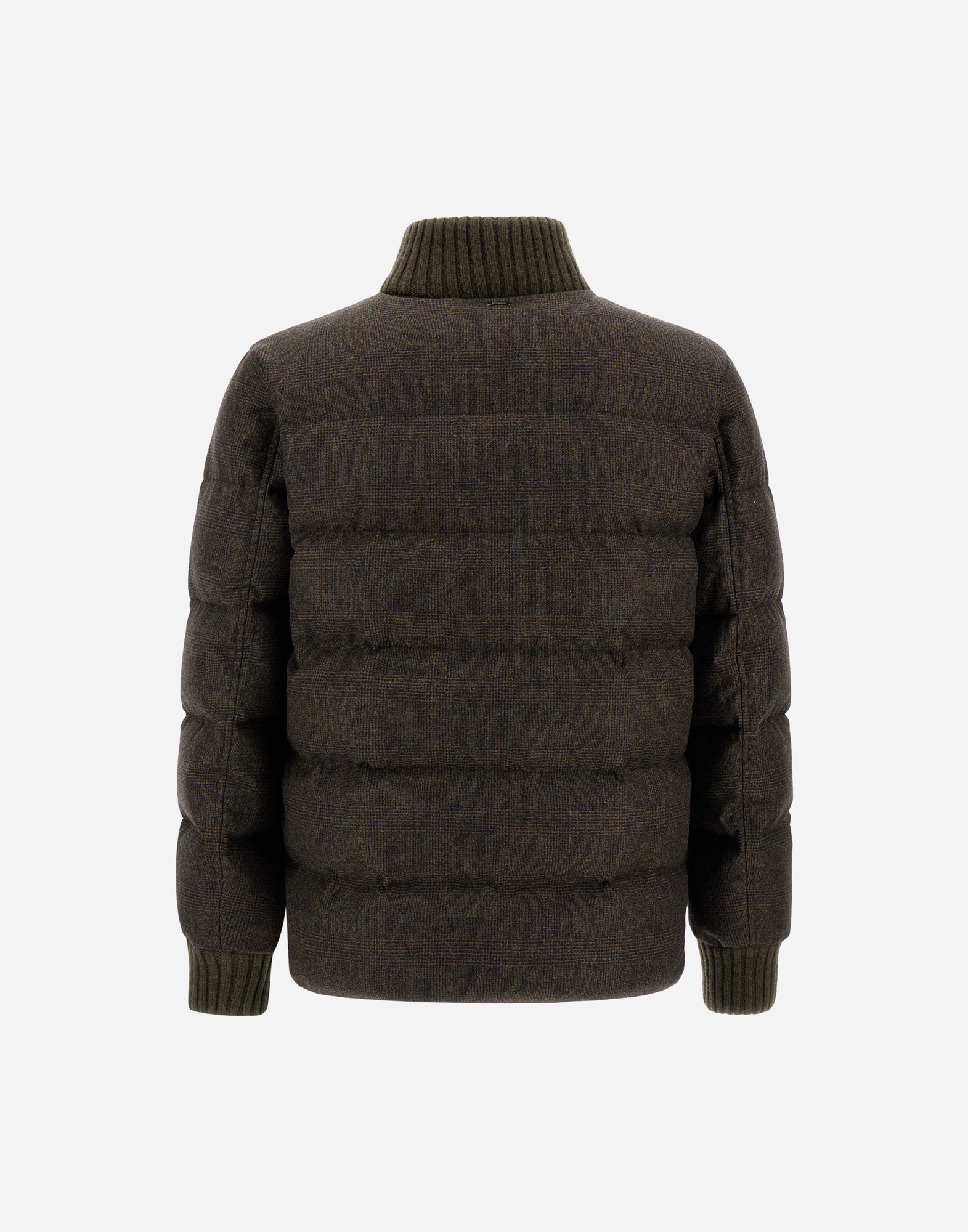 Herno Bomber In Glen Check Wool And Cashmere In Green