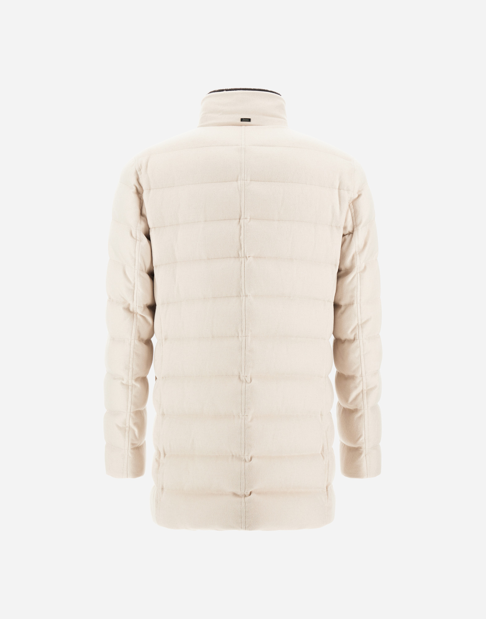 Herno Carcoat In Cashmere, Silk And Monogram In Neutral
