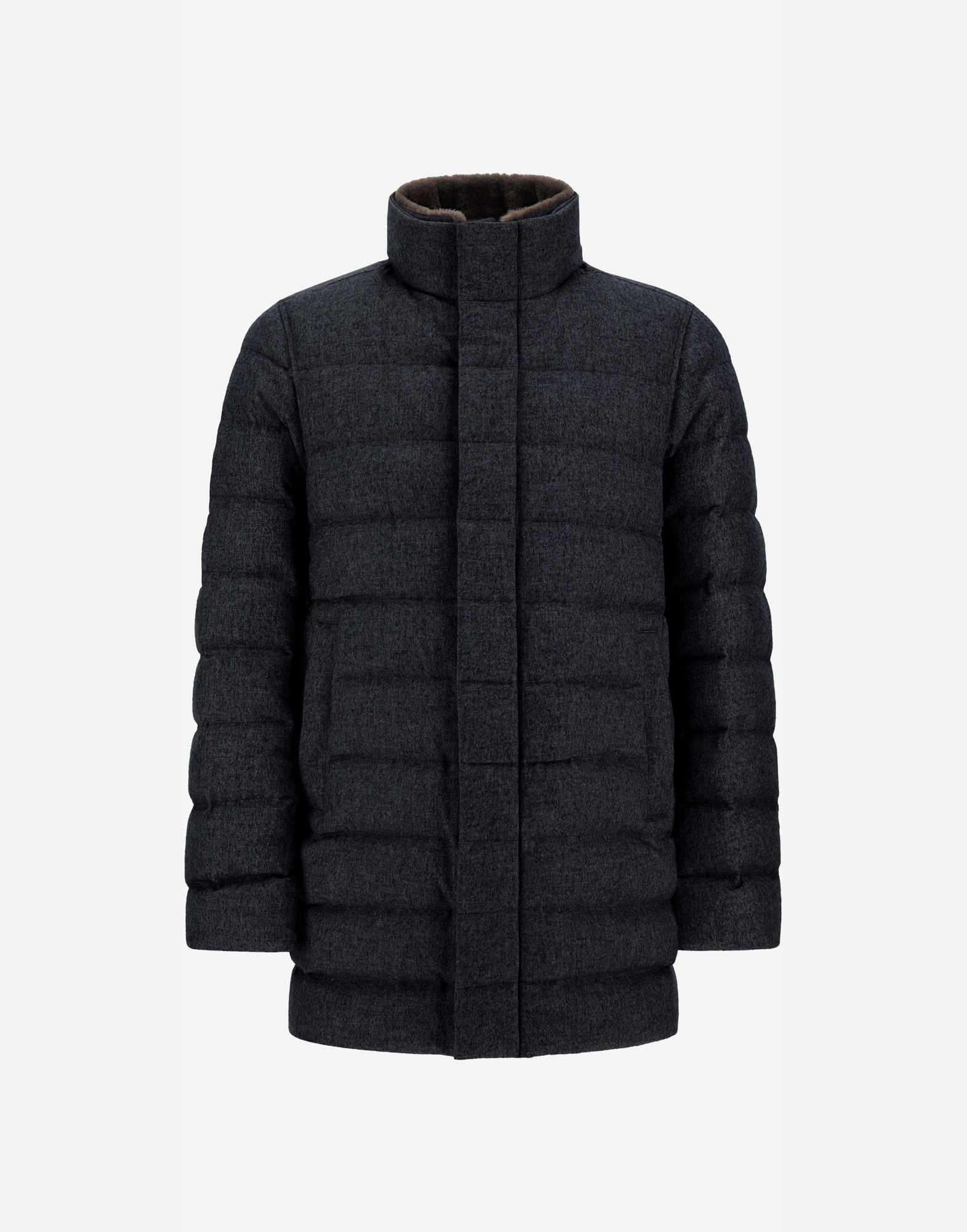 Herno Carcoat In Cashmere, Silk And Monogram In Blue