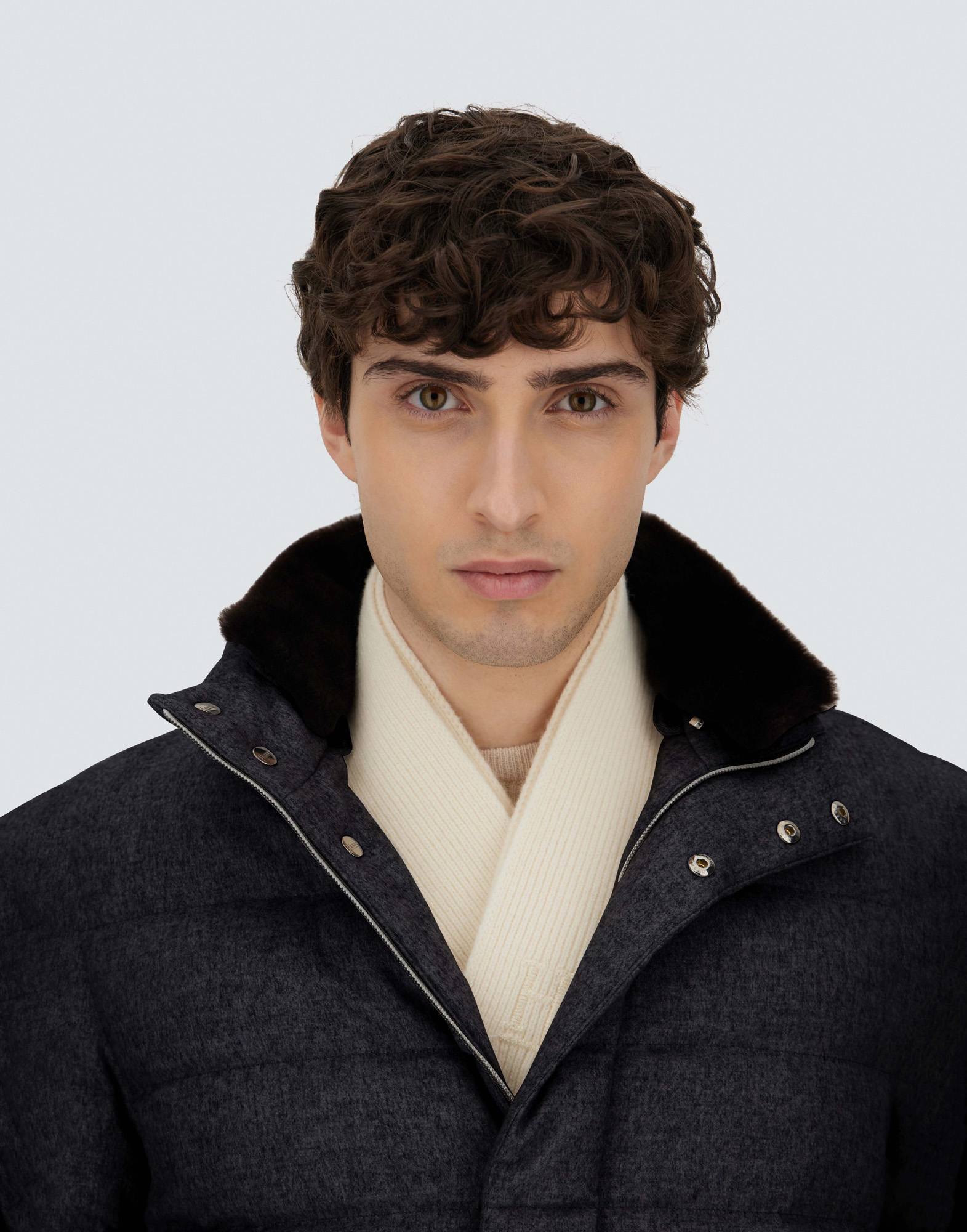 Herno Carcoat In Cashmere, Silk And Monogram In Blue