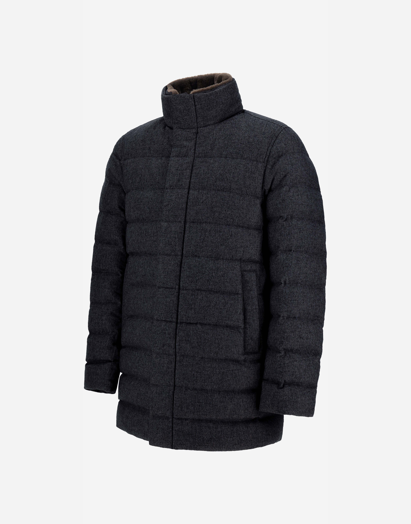 Herno Carcoat In Cashmere, Silk And Monogram In Blue